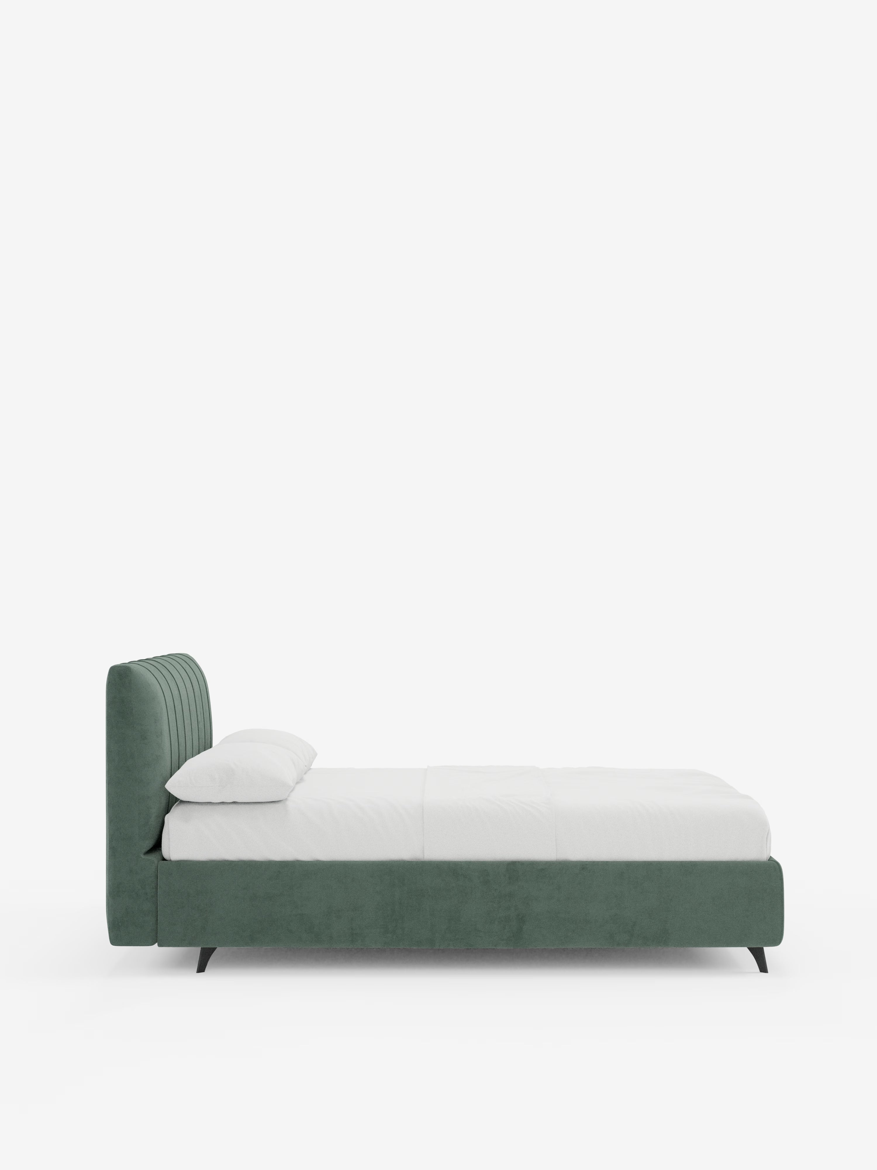 Bogart Modern double storage bed in stain-resistant microfiber, removable cover, and spacious compartment