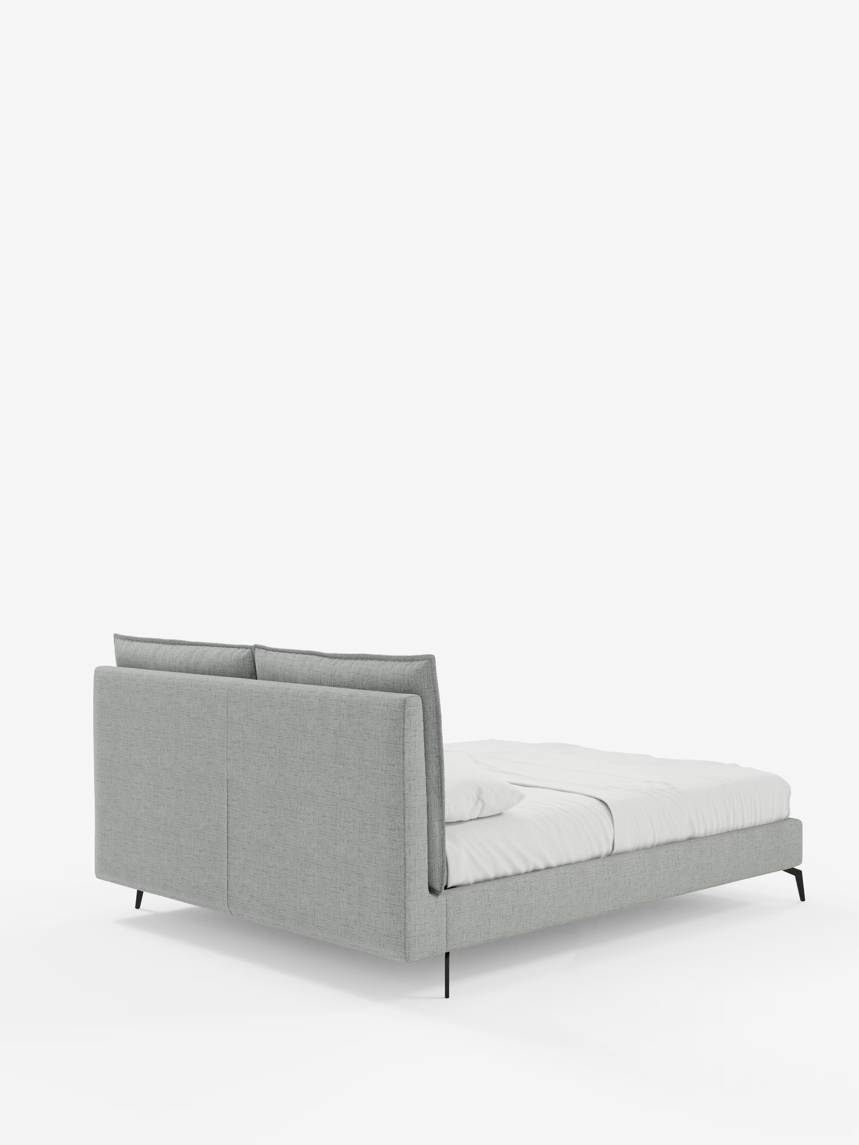 Cloe Cama acolchada de diseño elegante con patas de metal y tejido flameado impermeable