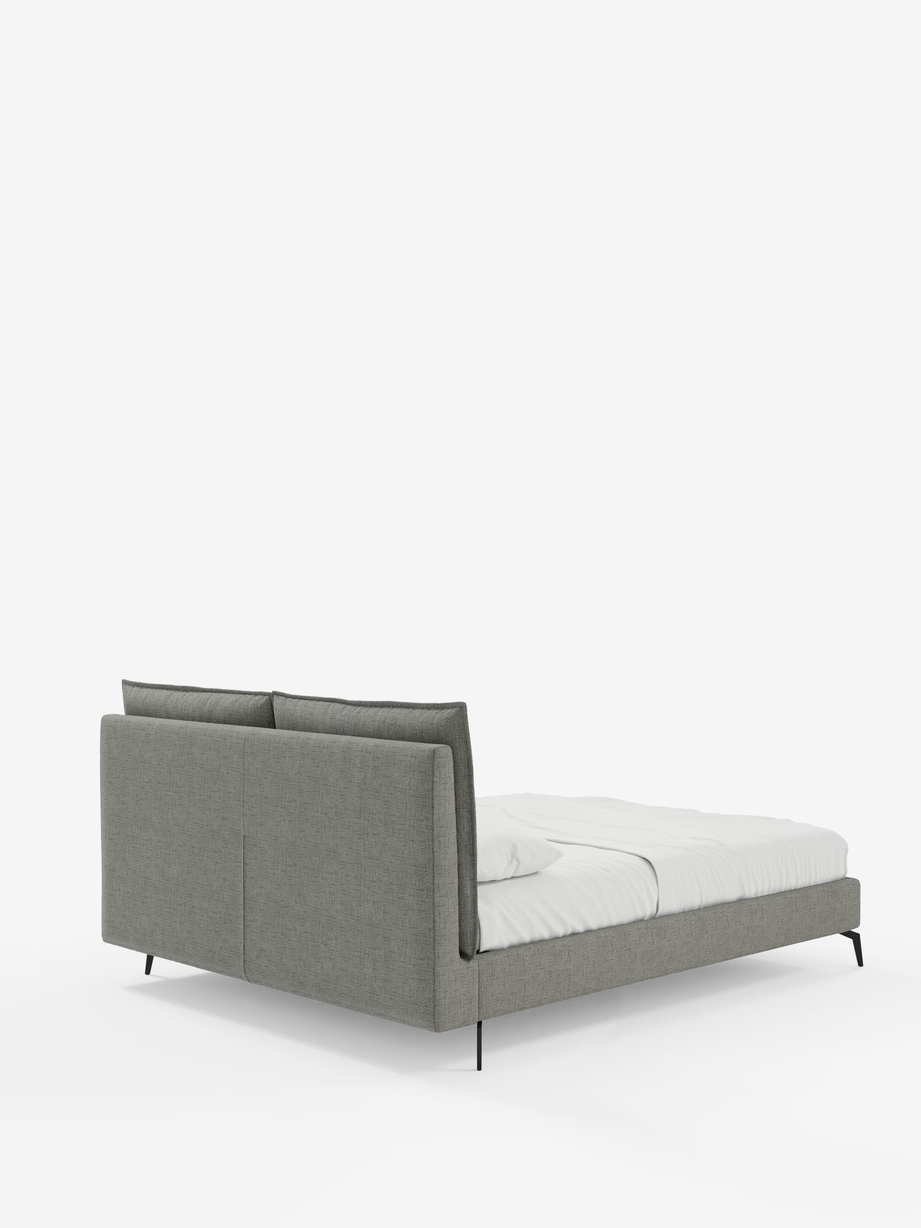 Cloe Cama acolchada de diseño elegante con patas de metal y tejido flameado impermeable
