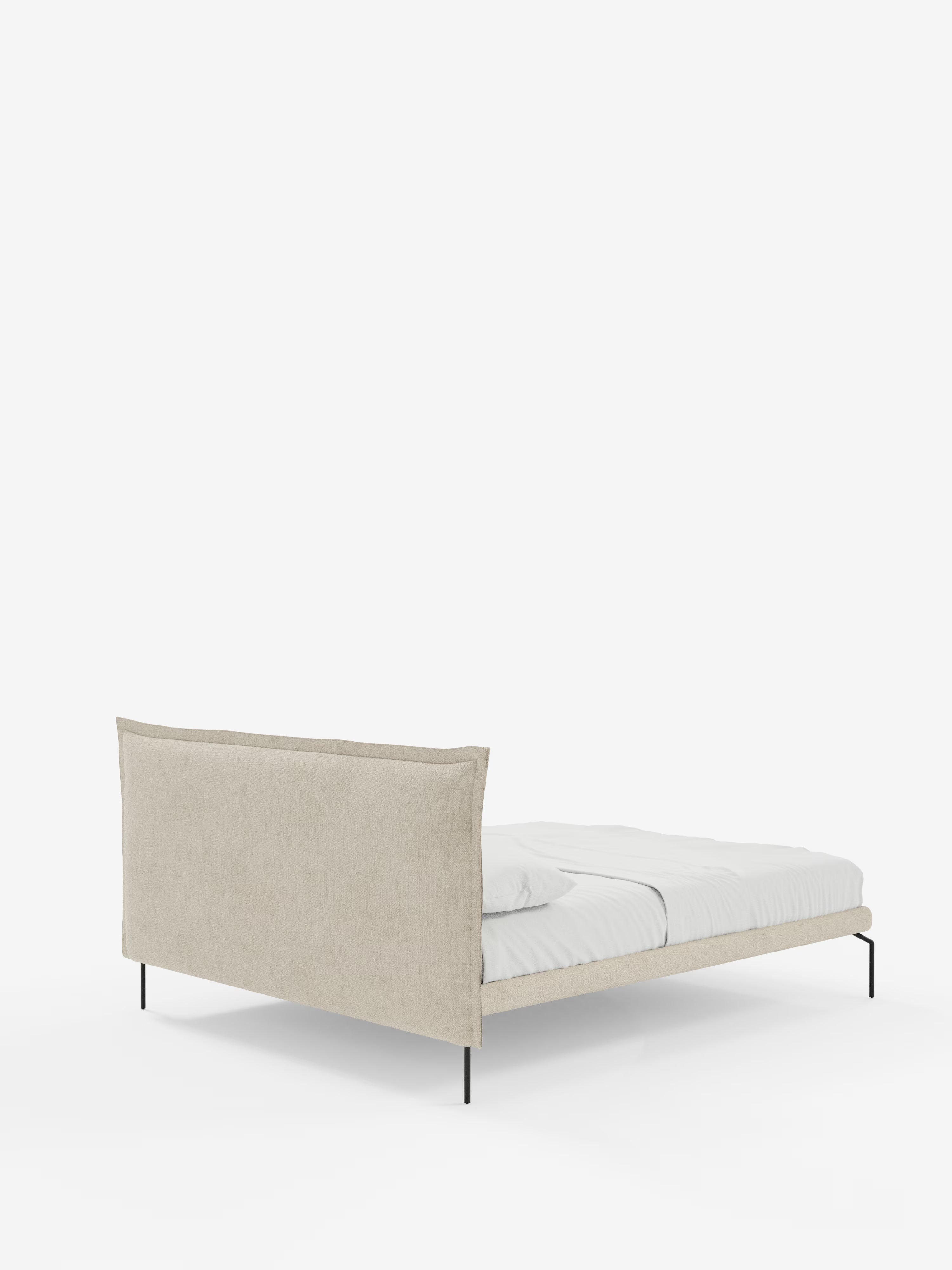 Eric Upholstered removable cover bed with steel legs in stain-resistant fabric
