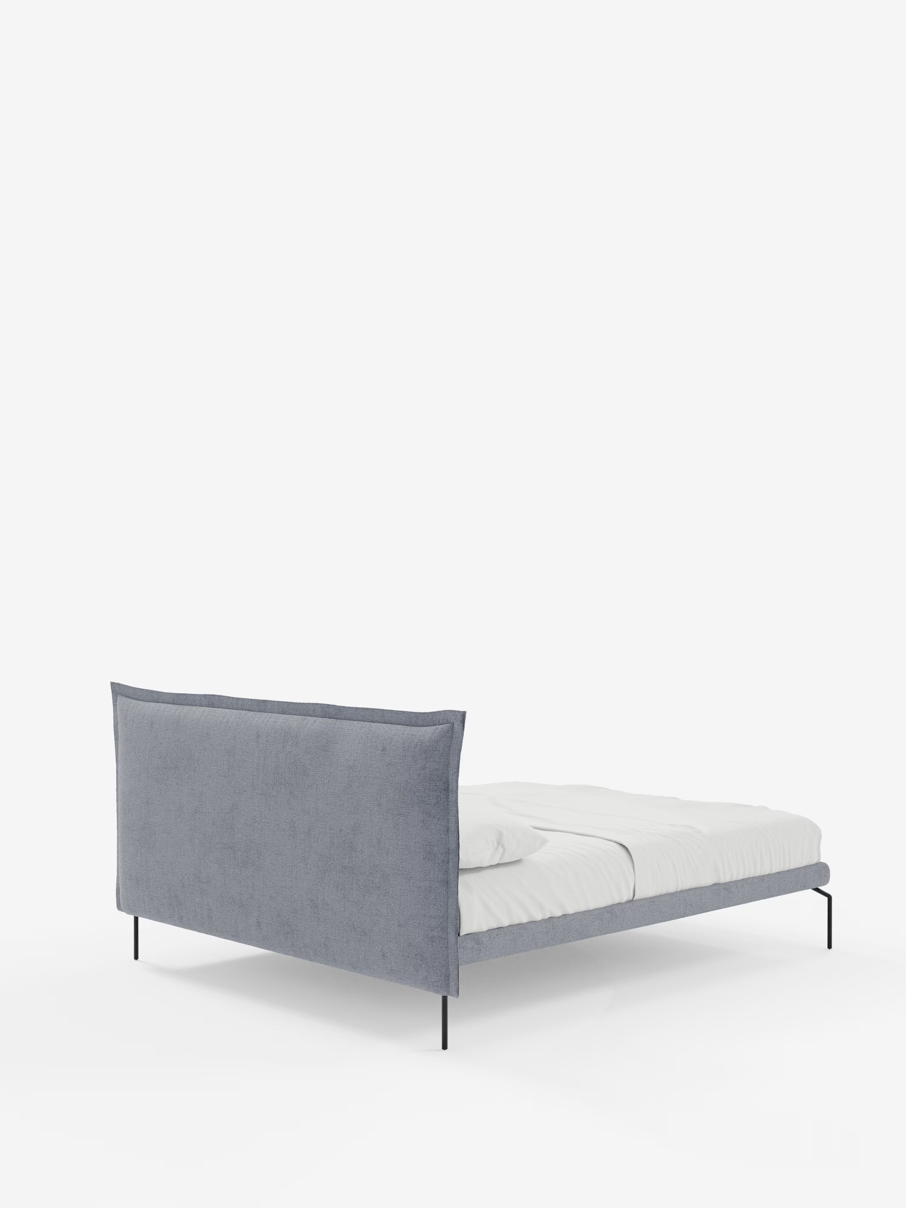 Eric Upholstered removable cover bed with steel legs in stain-resistant fabric