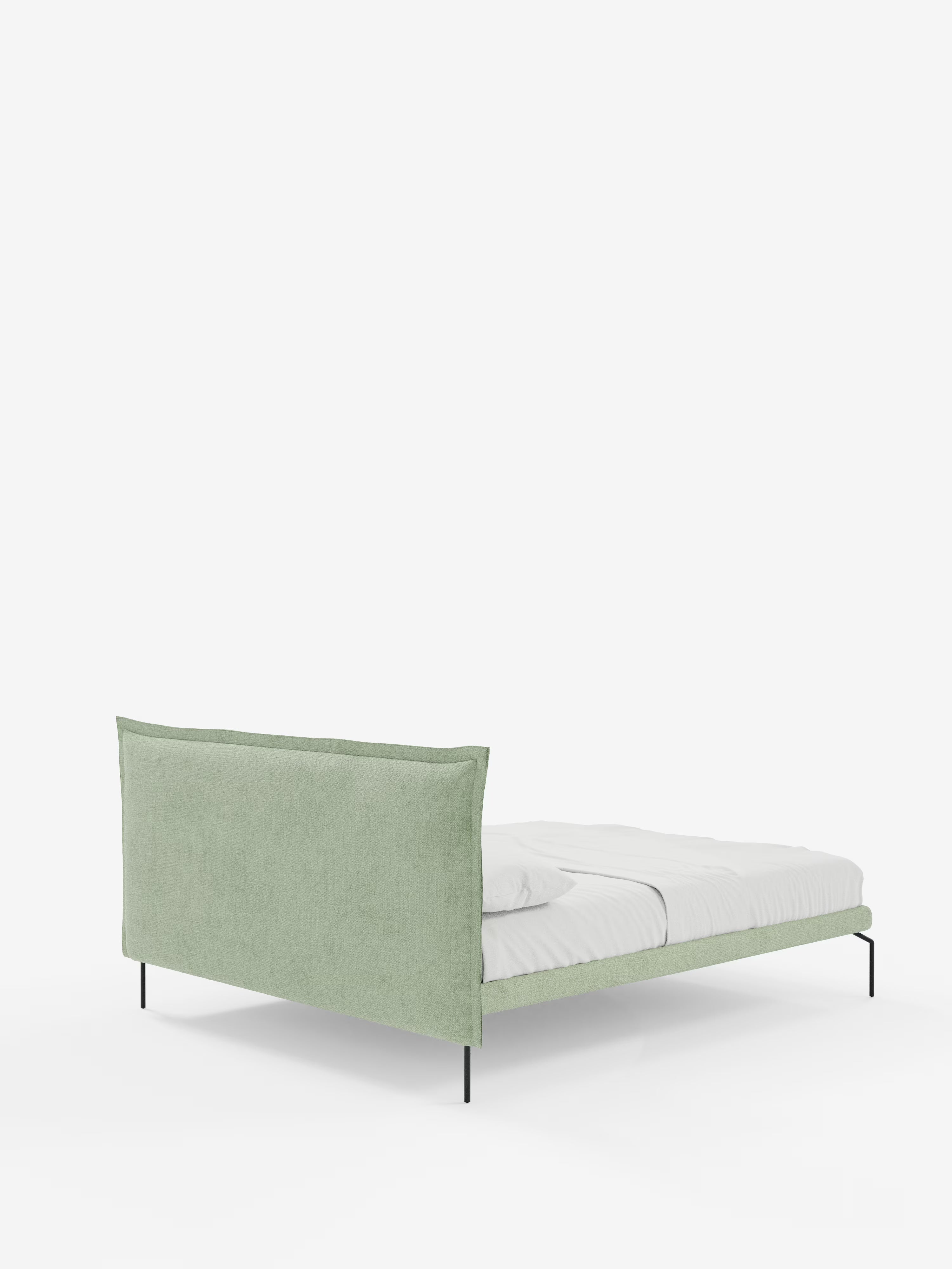 Eric Upholstered removable cover bed with steel legs in stain-resistant fabric