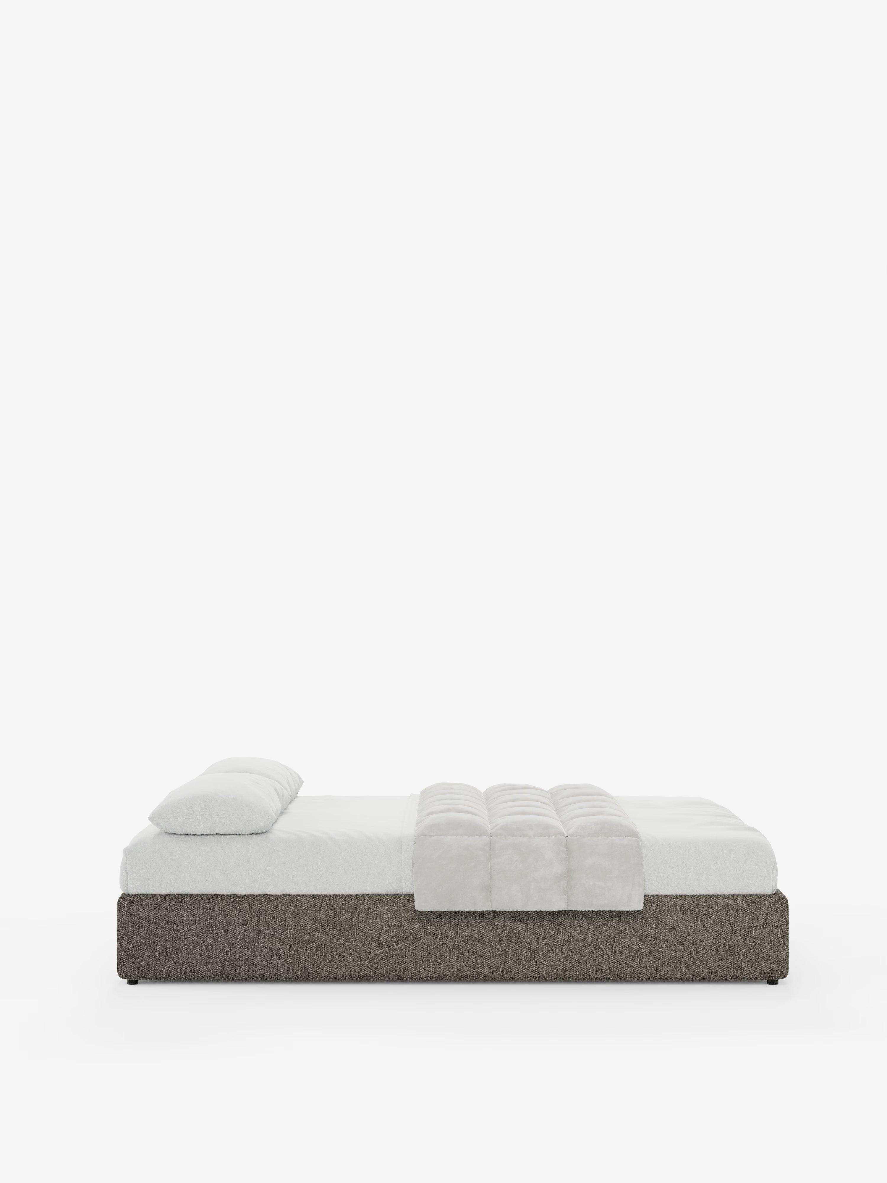 Ina Upholstered removable cover storage box spring in stain-resistant waterproof cotton-effect fabric