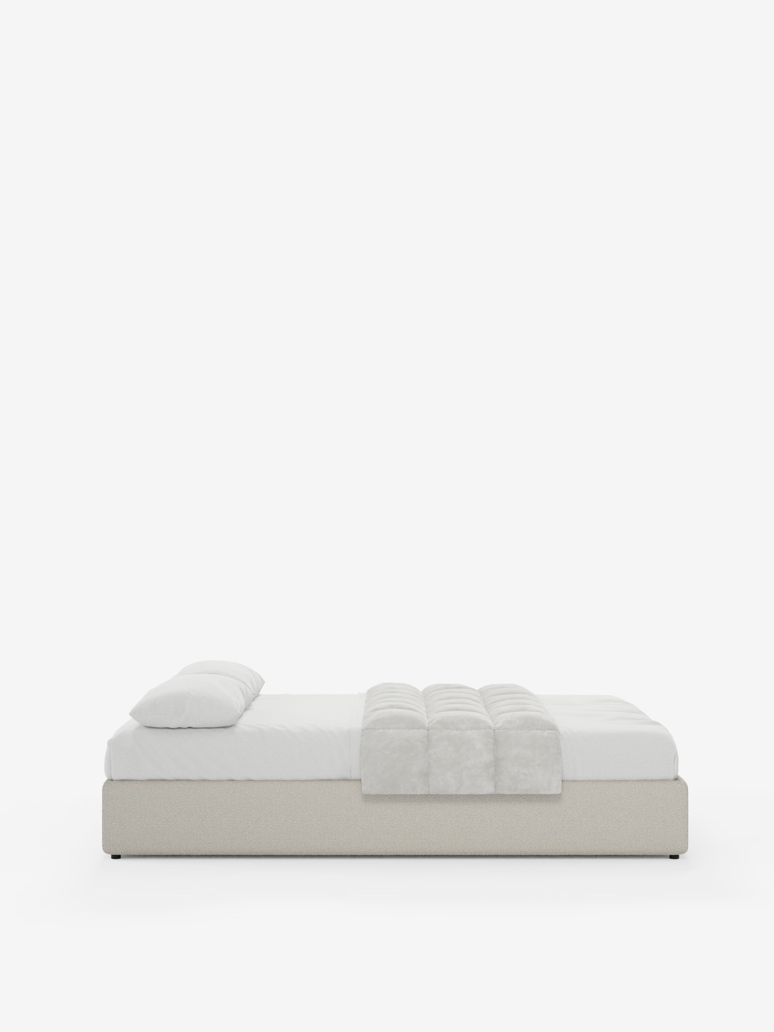 Ina Upholstered removable cover storage box spring in stain-resistant waterproof cotton-effect fabric