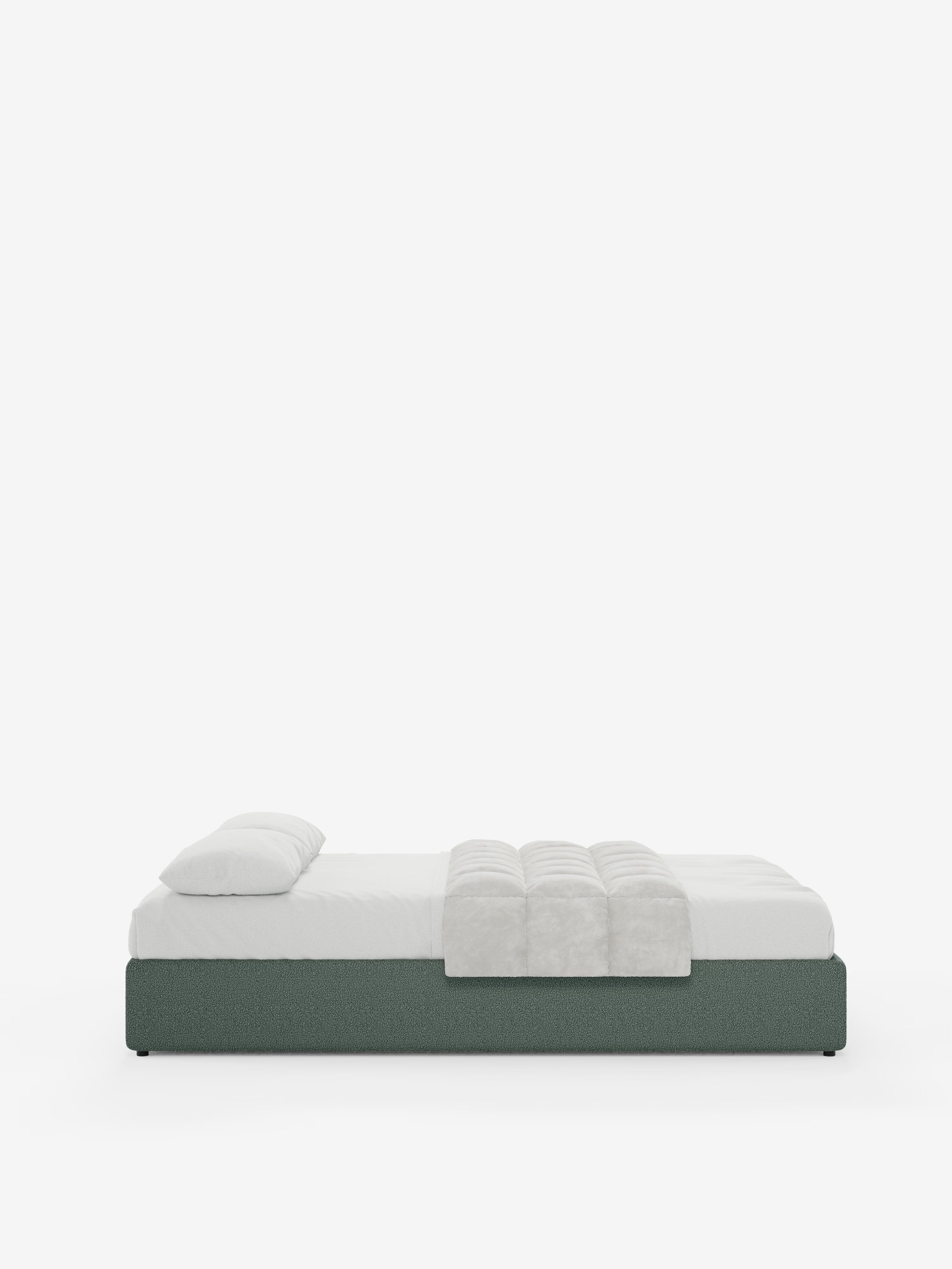 Ina Upholstered removable cover storage box spring in stain-resistant waterproof cotton-effect fabric