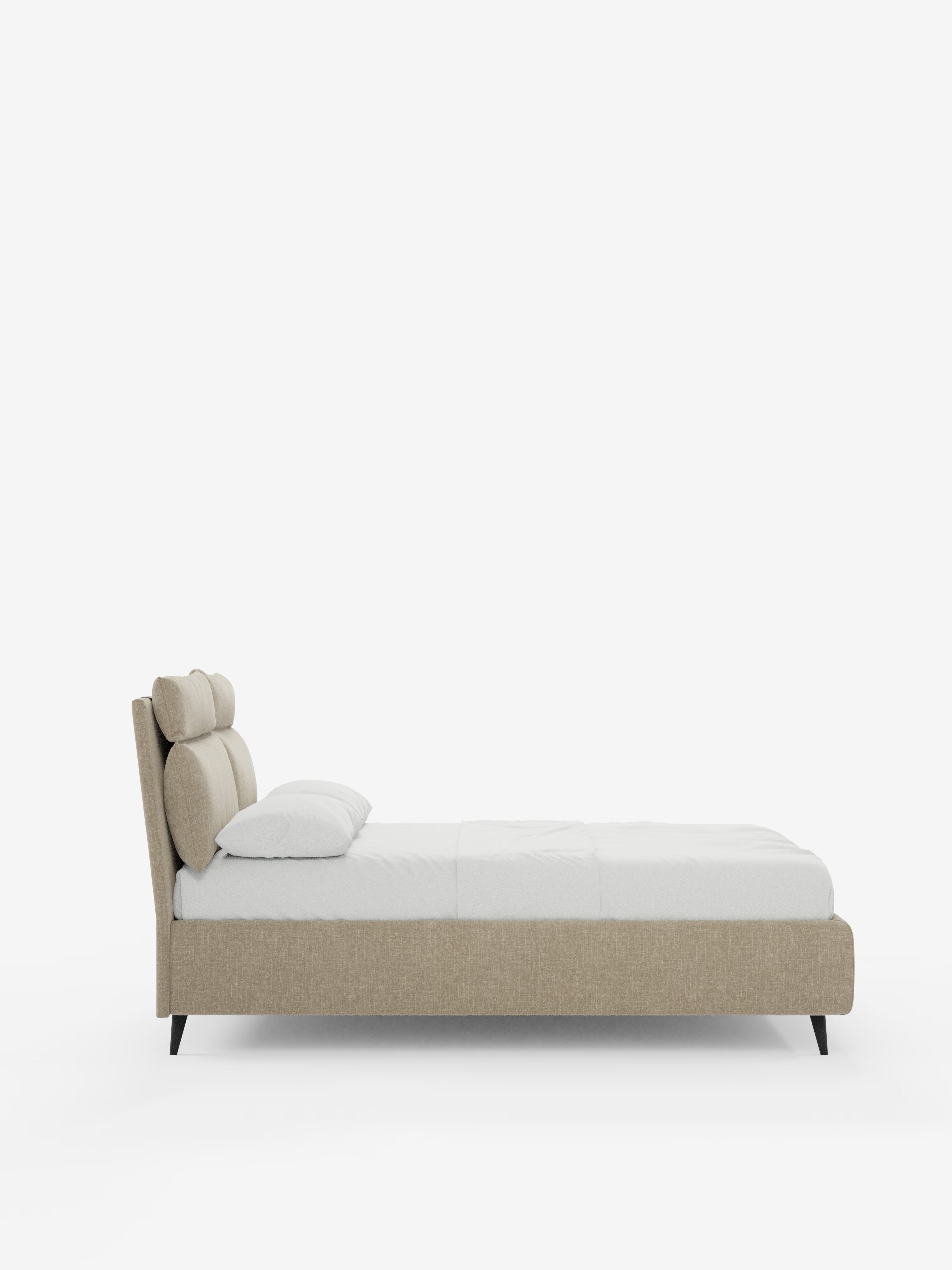 Jerry Upholstered storage bed with reclining cushions in stain-resistant chenille fabric Quick-Clean