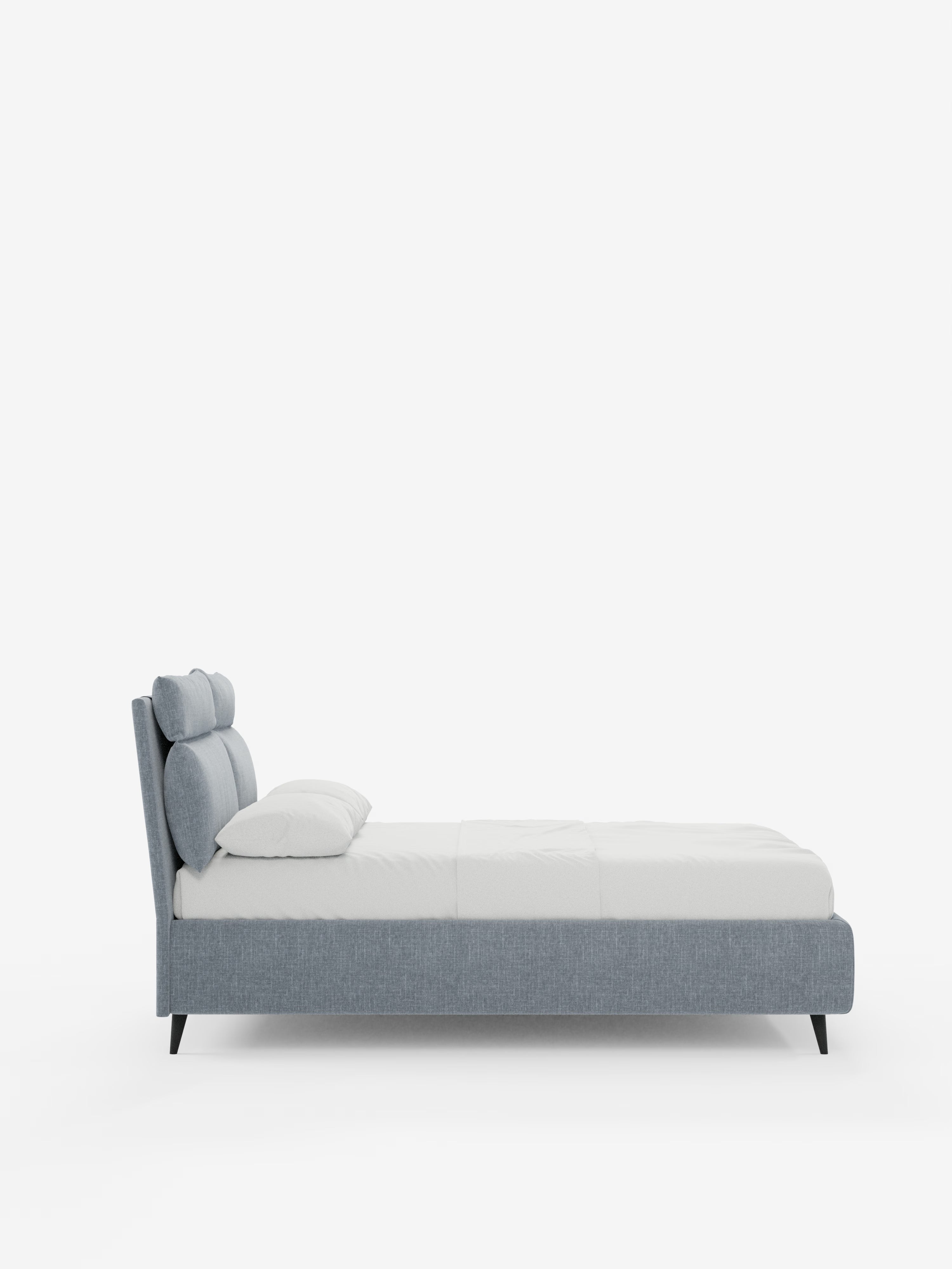 Jerry Upholstered storage bed with reclining cushions in stain-resistant chenille fabric Quick-Clean