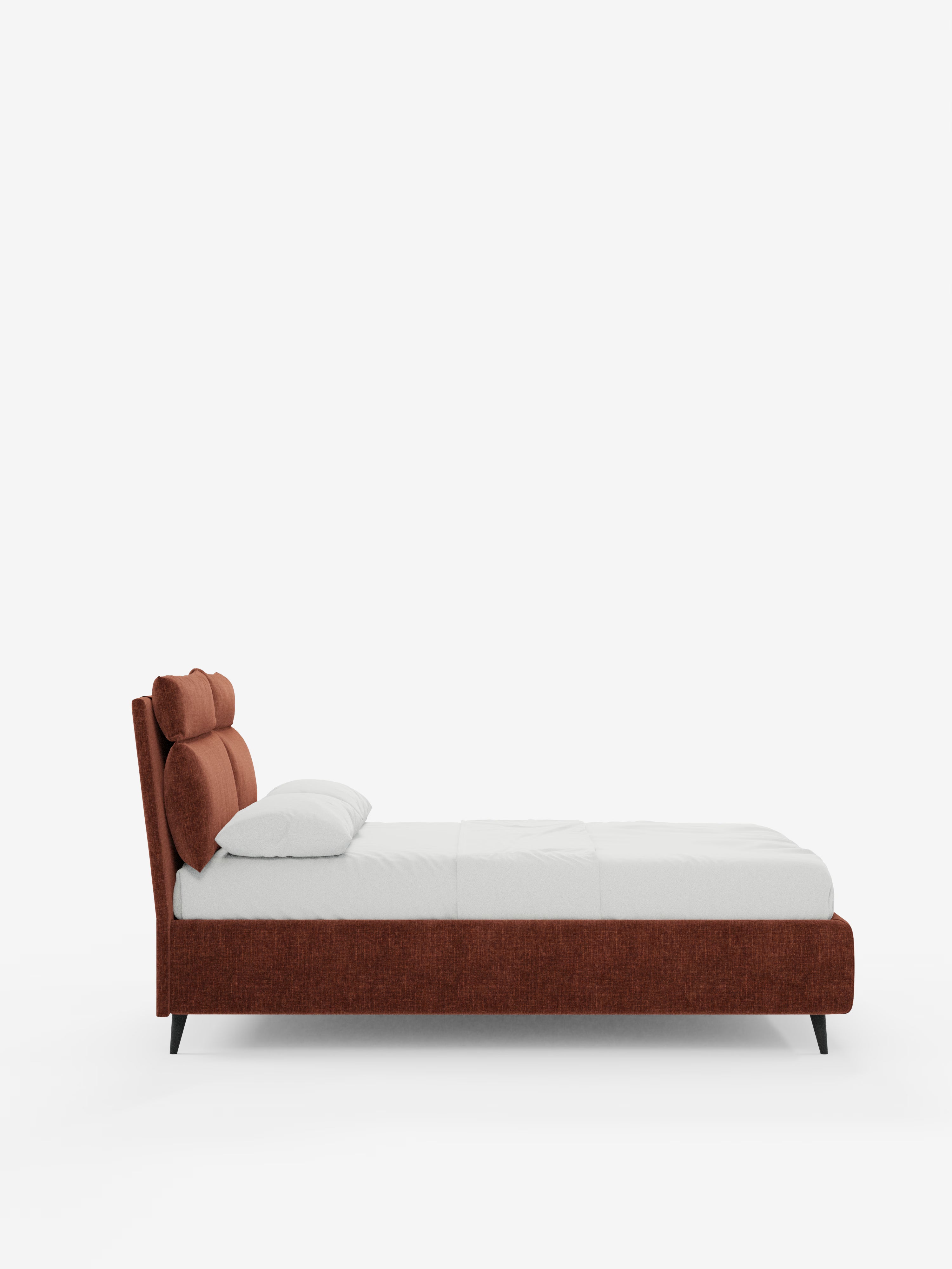 Jerry Upholstered storage bed with reclining cushions in stain-resistant chenille fabric Quick-Clean