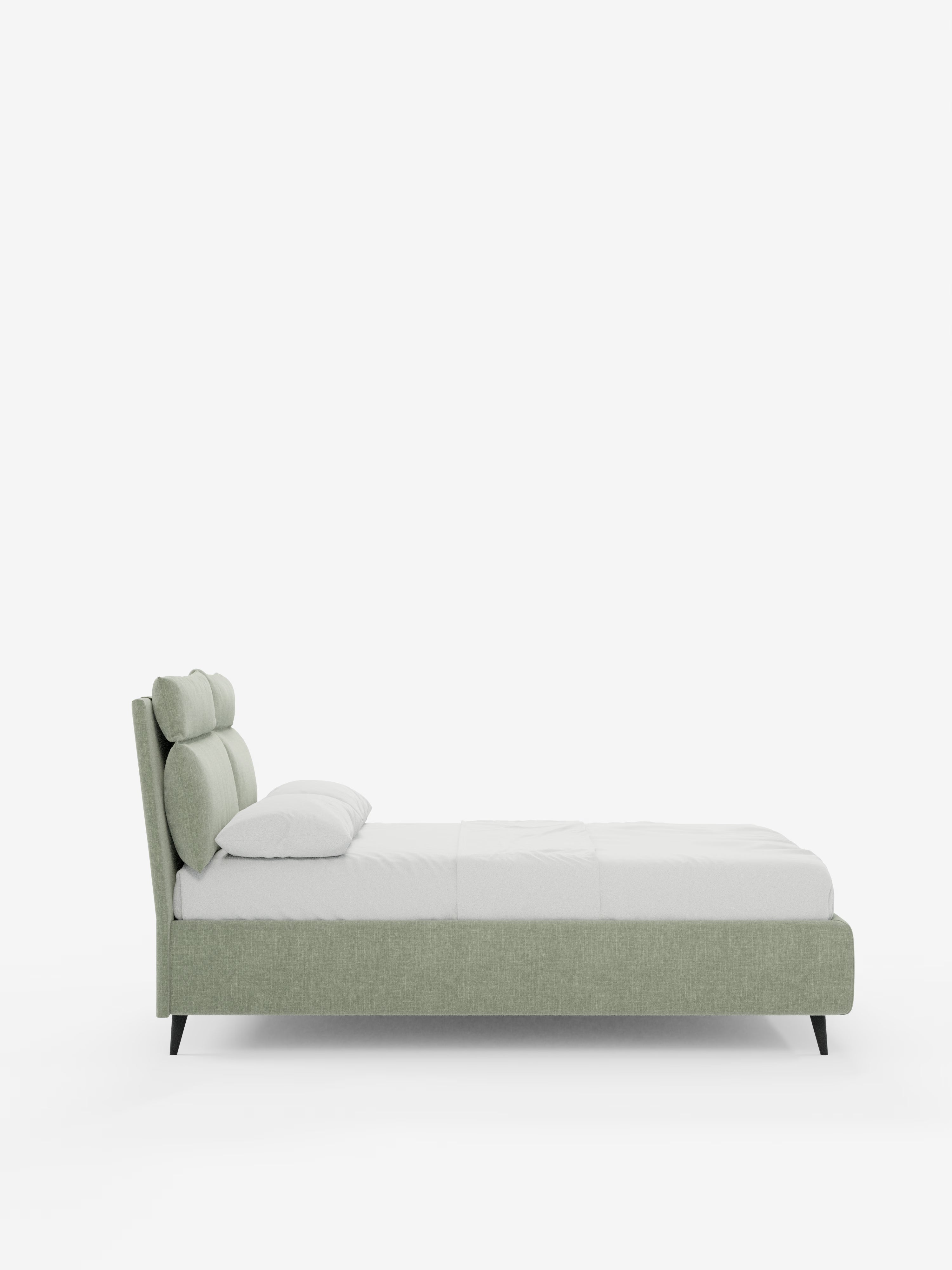 Jerry Upholstered storage bed with reclining cushions in stain-resistant chenille fabric Quick-Clean