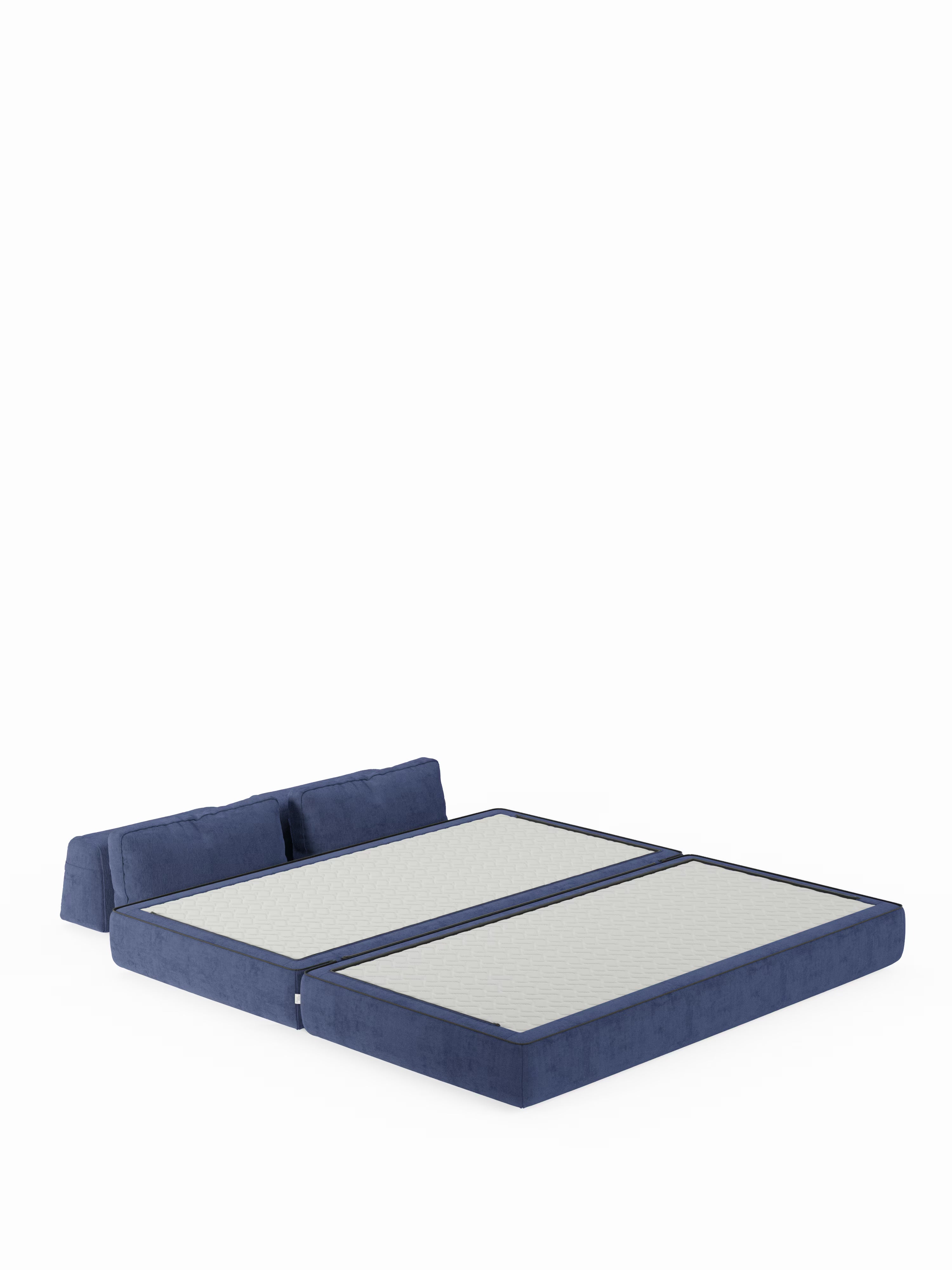 Rift Divano letto matrimoniale 3 posti moderno in tessuto smacchiabile – materasso 22 cm memory e schienali mobili