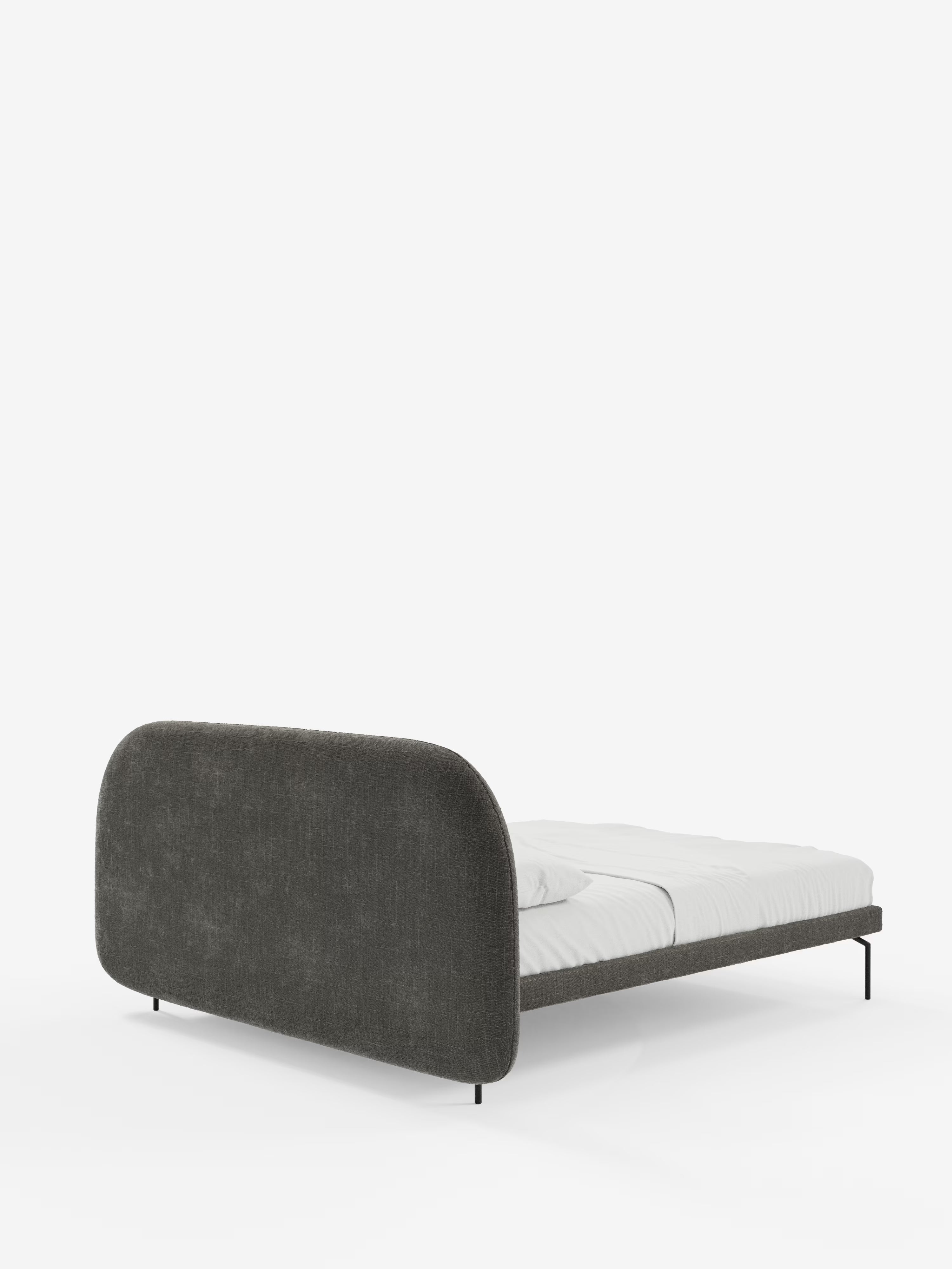 Soleil Cama acolchada de diseño con patas de metal y tejido jacquard antimanchas