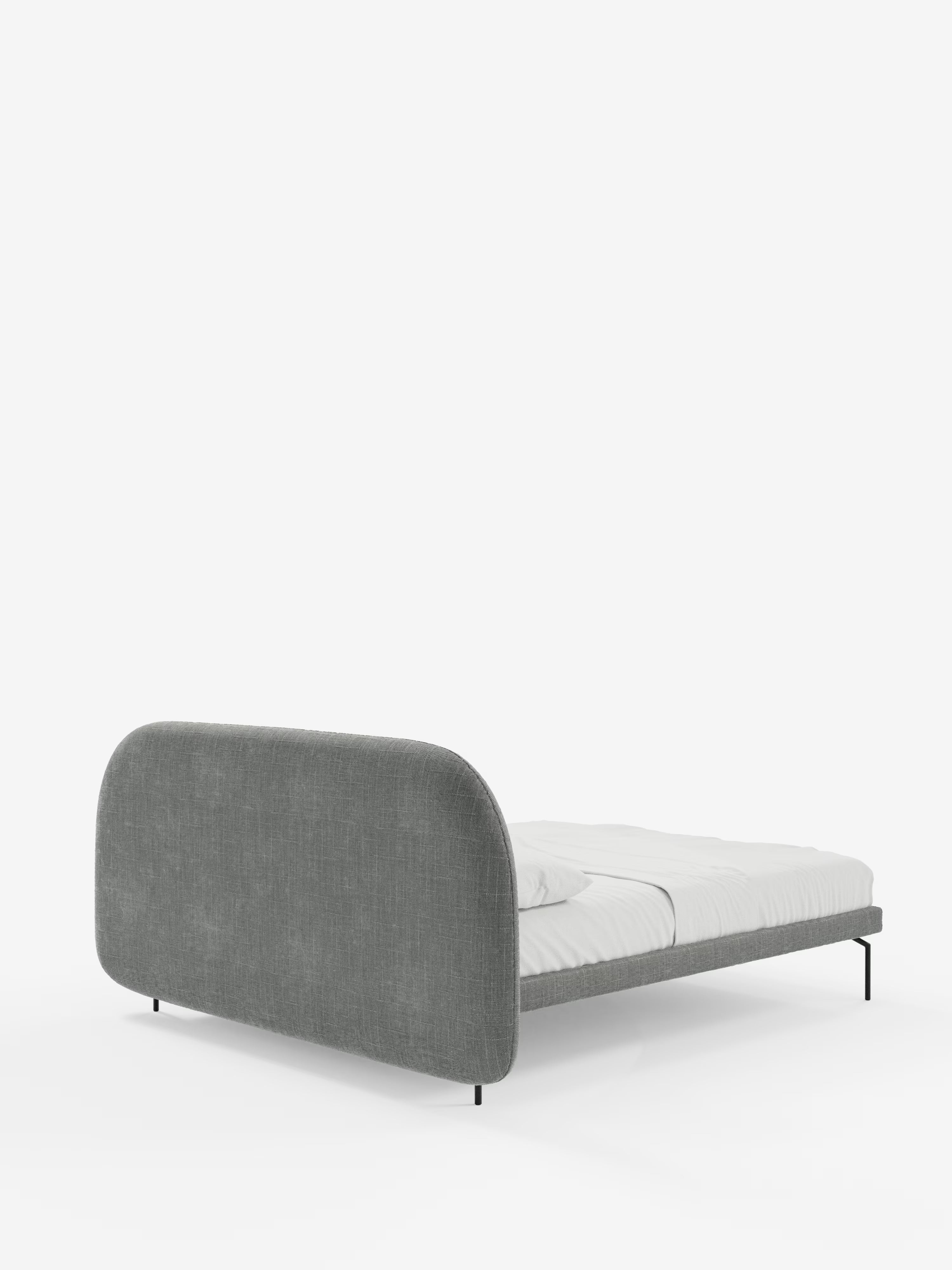 Soleil Cama acolchada de diseño con patas de metal y tejido jacquard antimanchas