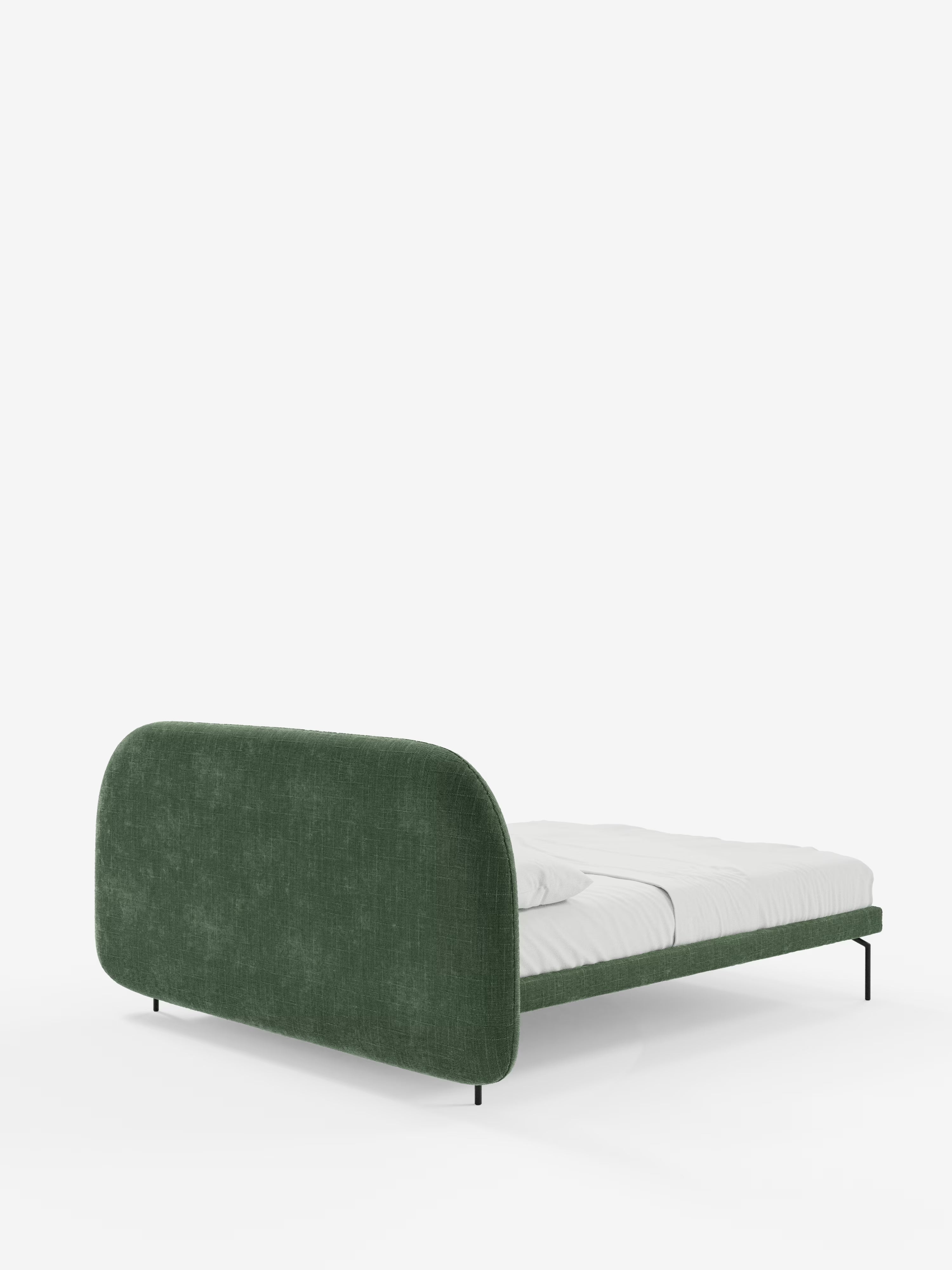 Soleil Cama acolchada de diseño con patas de metal y tejido jacquard antimanchas