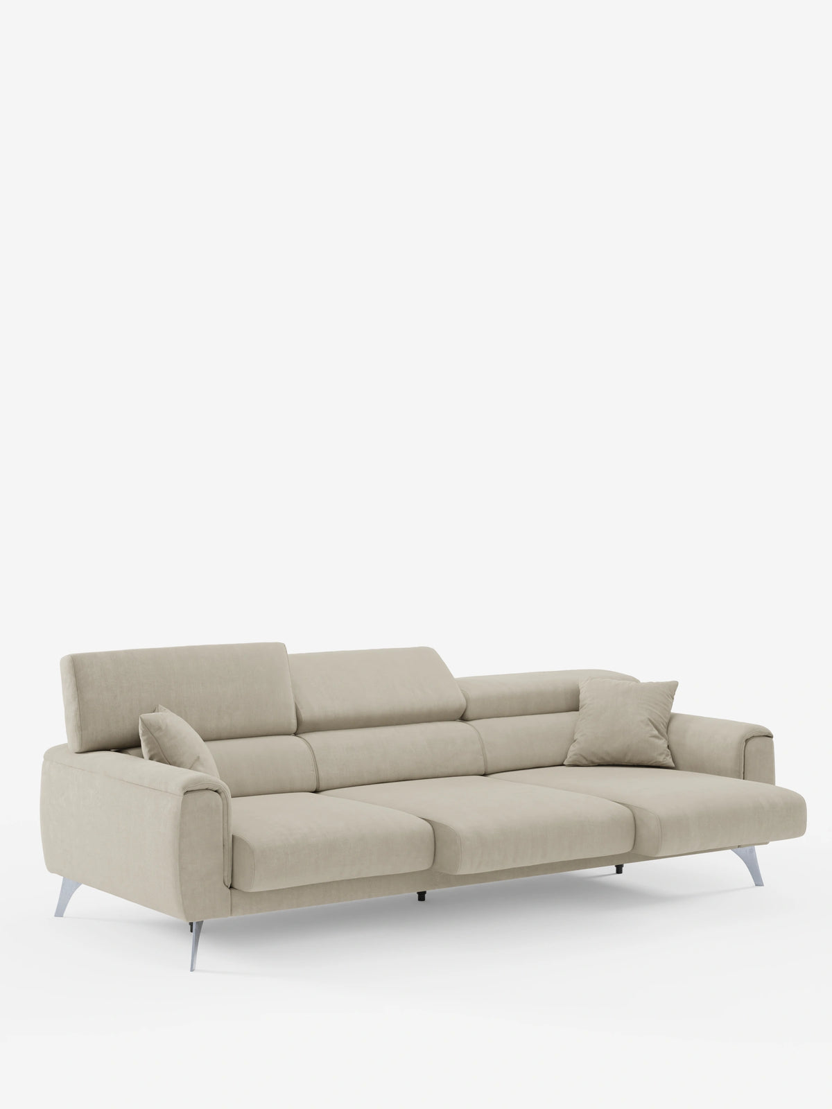 Caravaggio Sofa für 4 Personen mit drei ausziehbaren Sitzen und verstellbaren Kopfstützen aus fleckenabweisendem Stoff