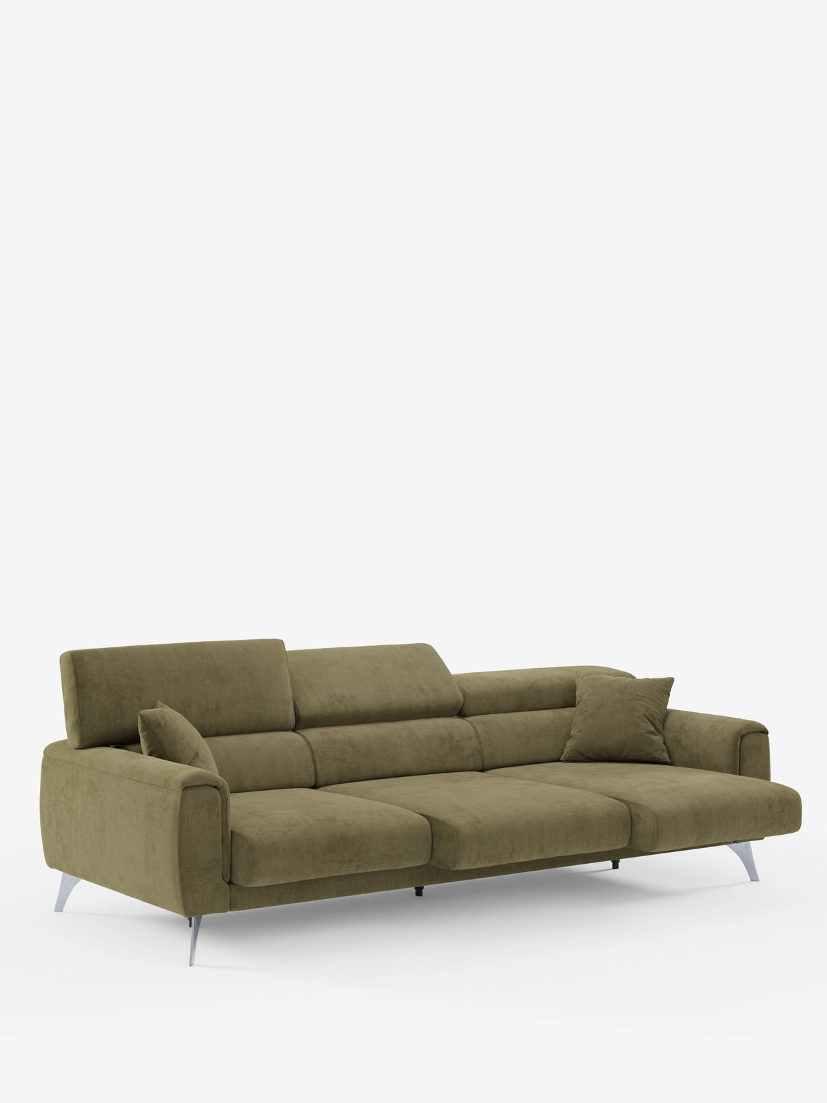 Caravaggio Sofa für 4 Personen mit drei ausziehbaren Sitzen und verstellbaren Kopfstützen aus fleckenabweisendem Stoff