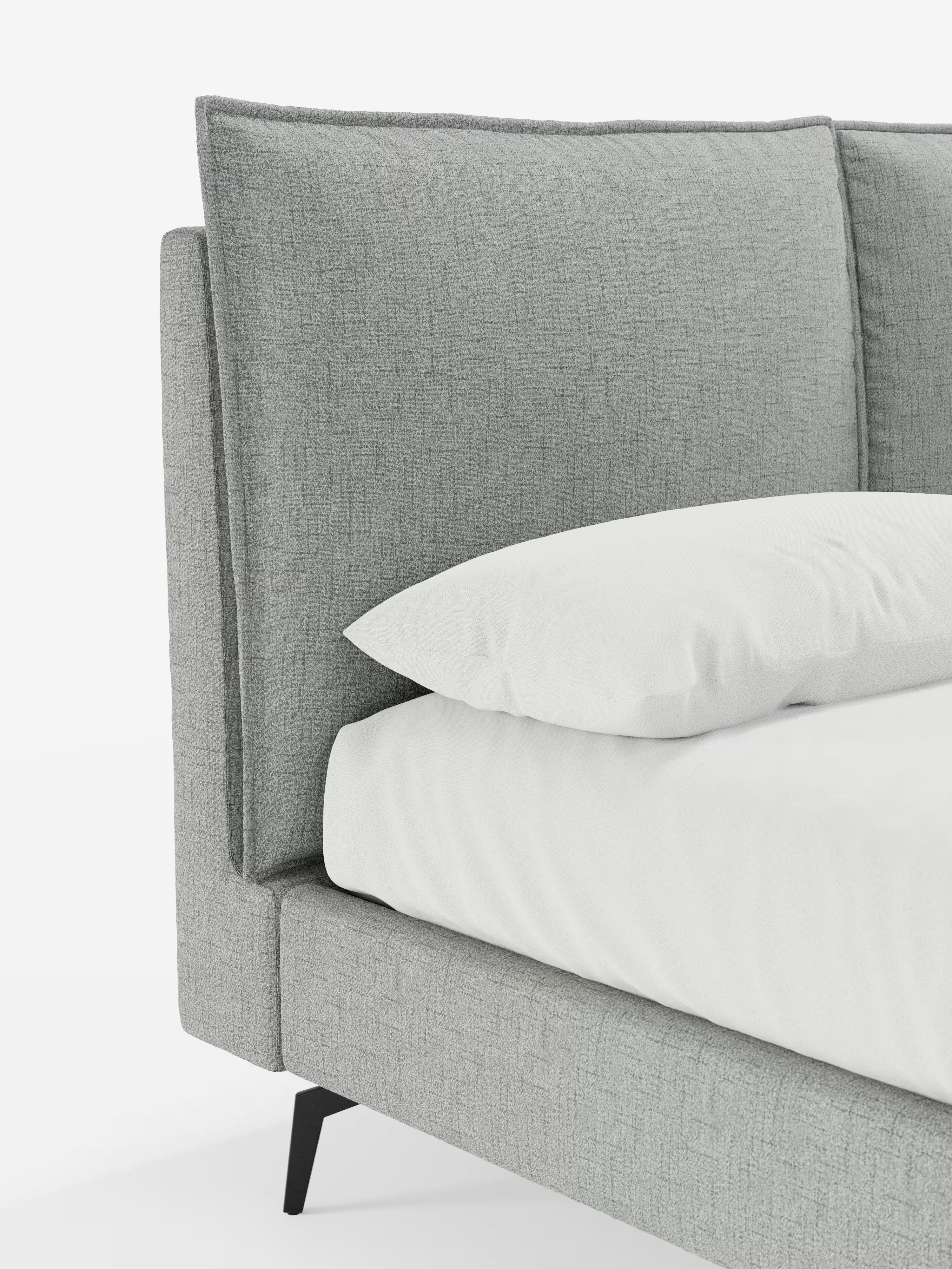 Cloe Cama acolchada de diseño elegante con patas de metal y tejido flameado impermeable