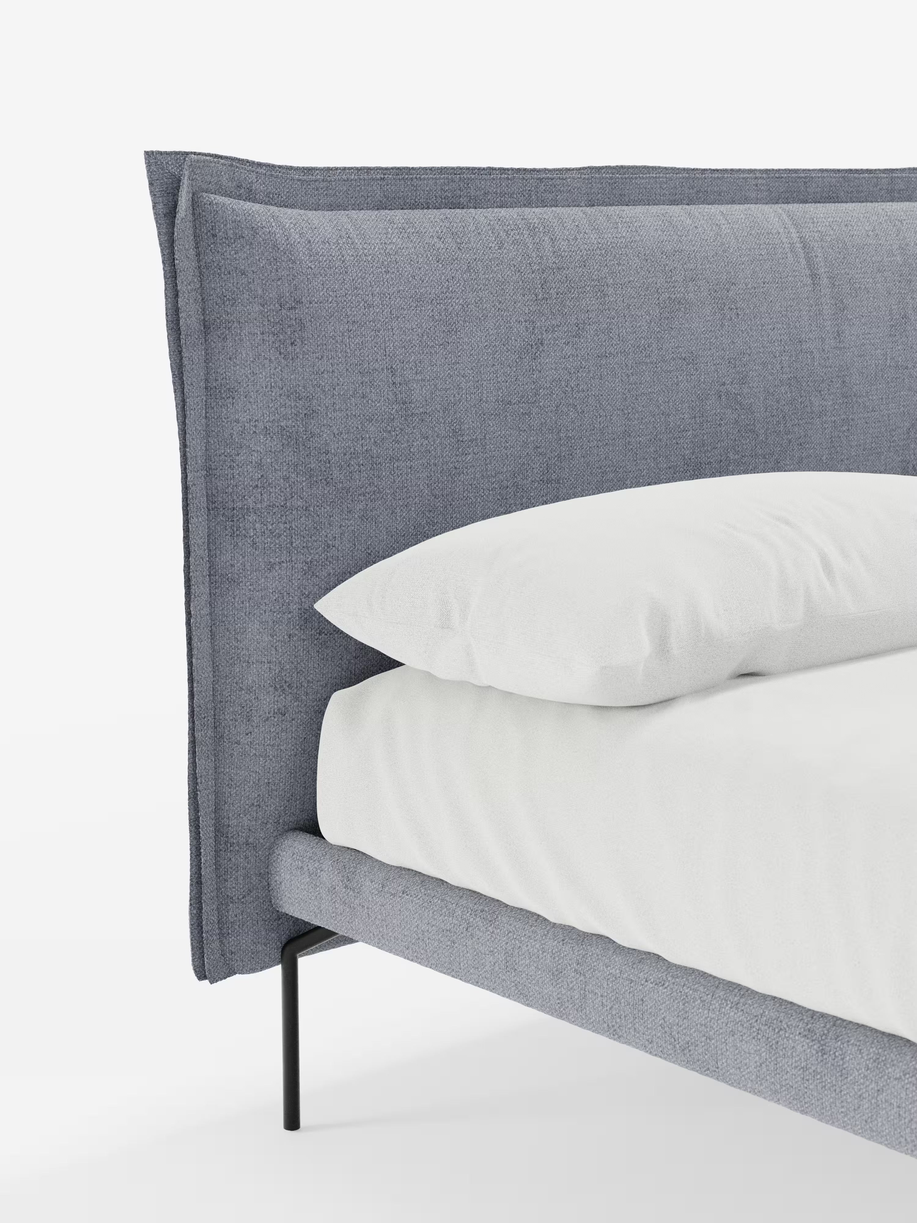 Eric Upholstered removable cover bed with steel legs in stain-resistant fabric