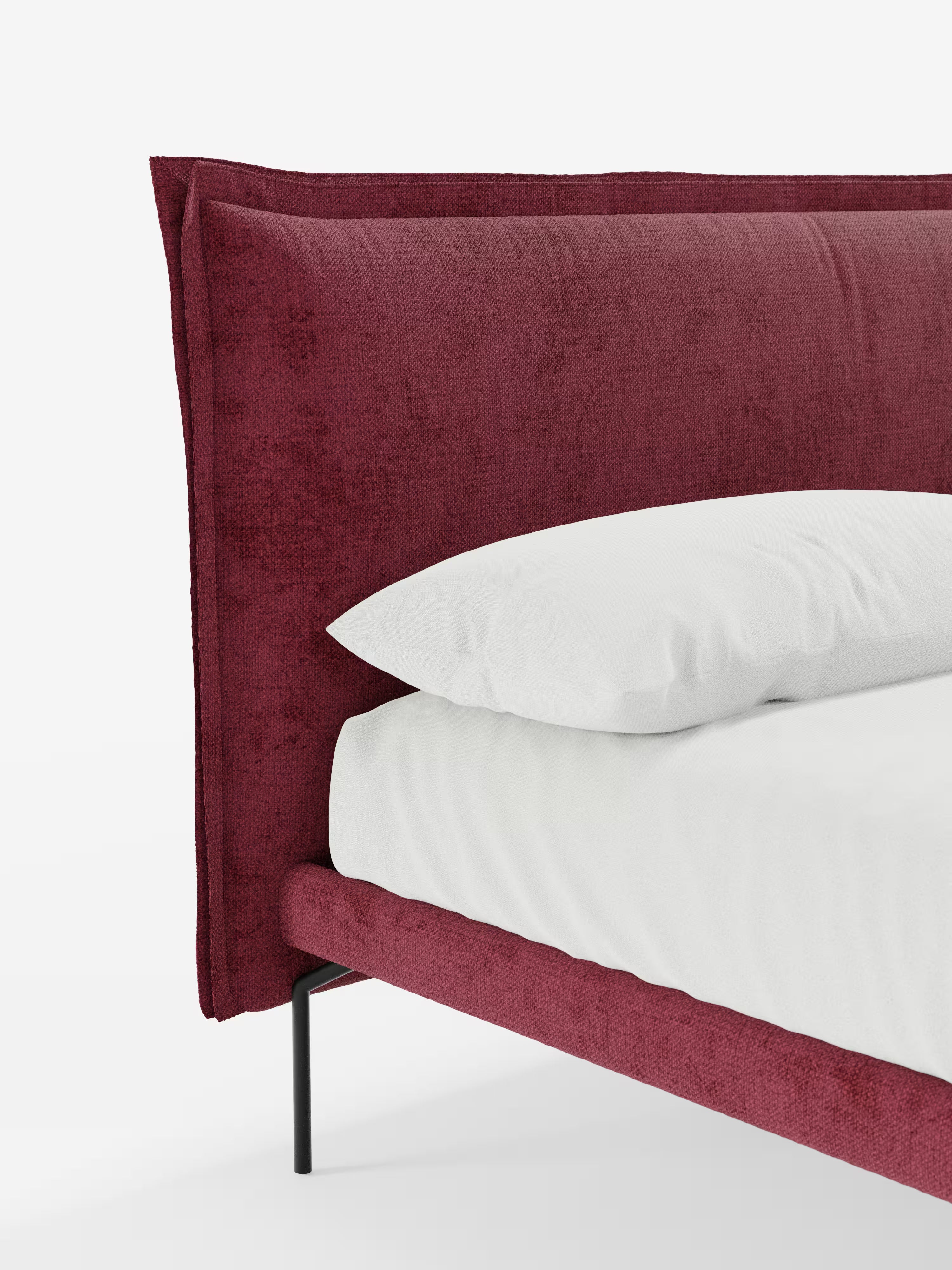 Eric Upholstered removable cover bed with steel legs in stain-resistant fabric