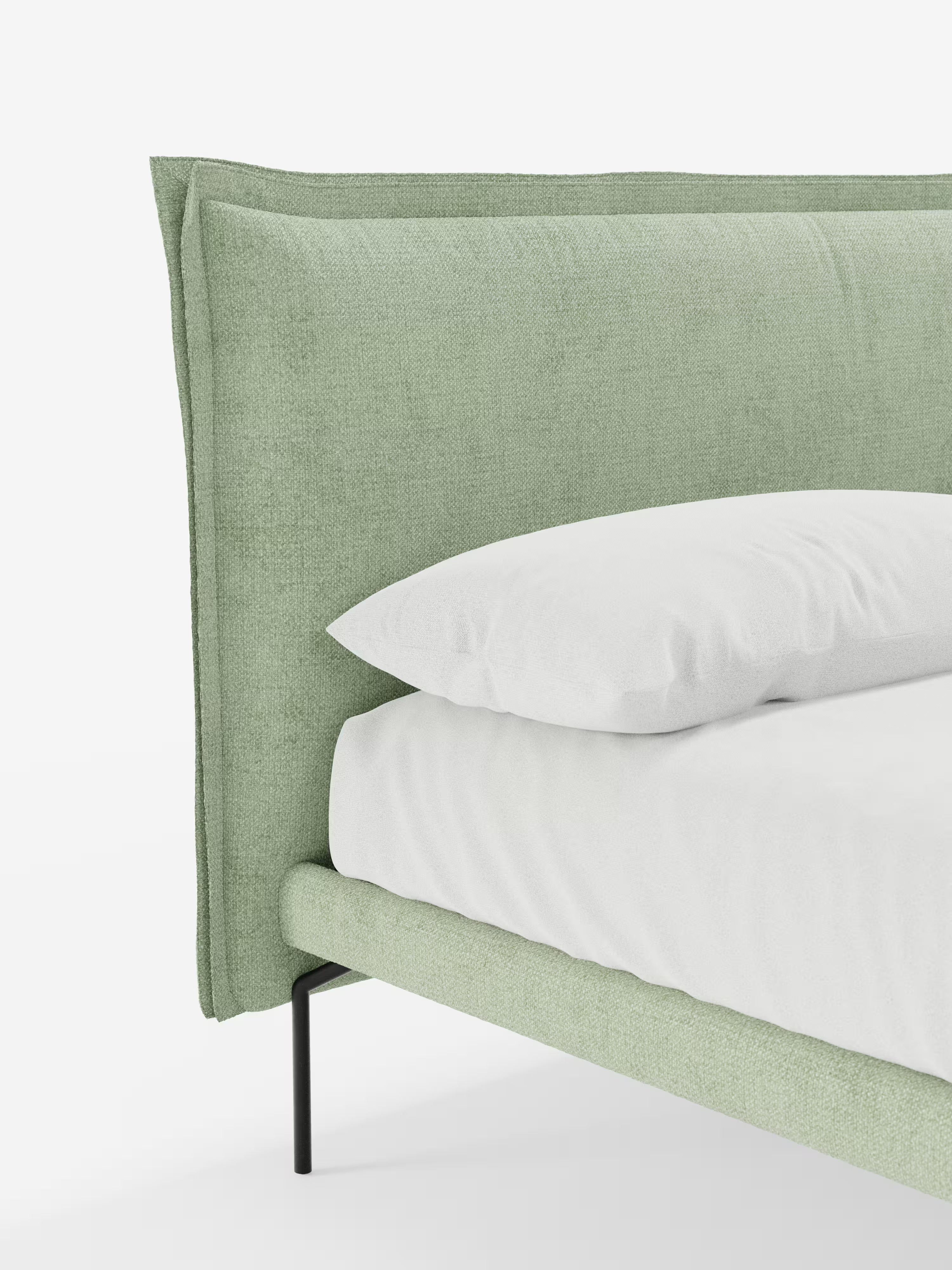 Eric Upholstered removable cover bed with steel legs in stain-resistant fabric