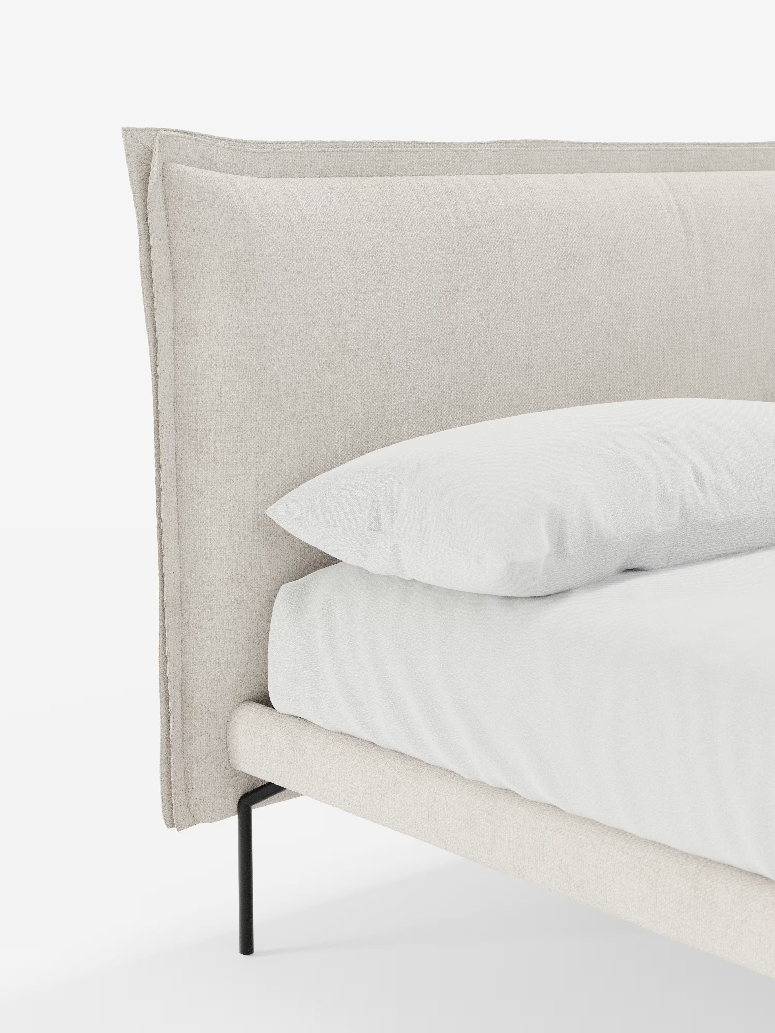 Eric Upholstered removable cover bed with steel legs in stain-resistant fabric