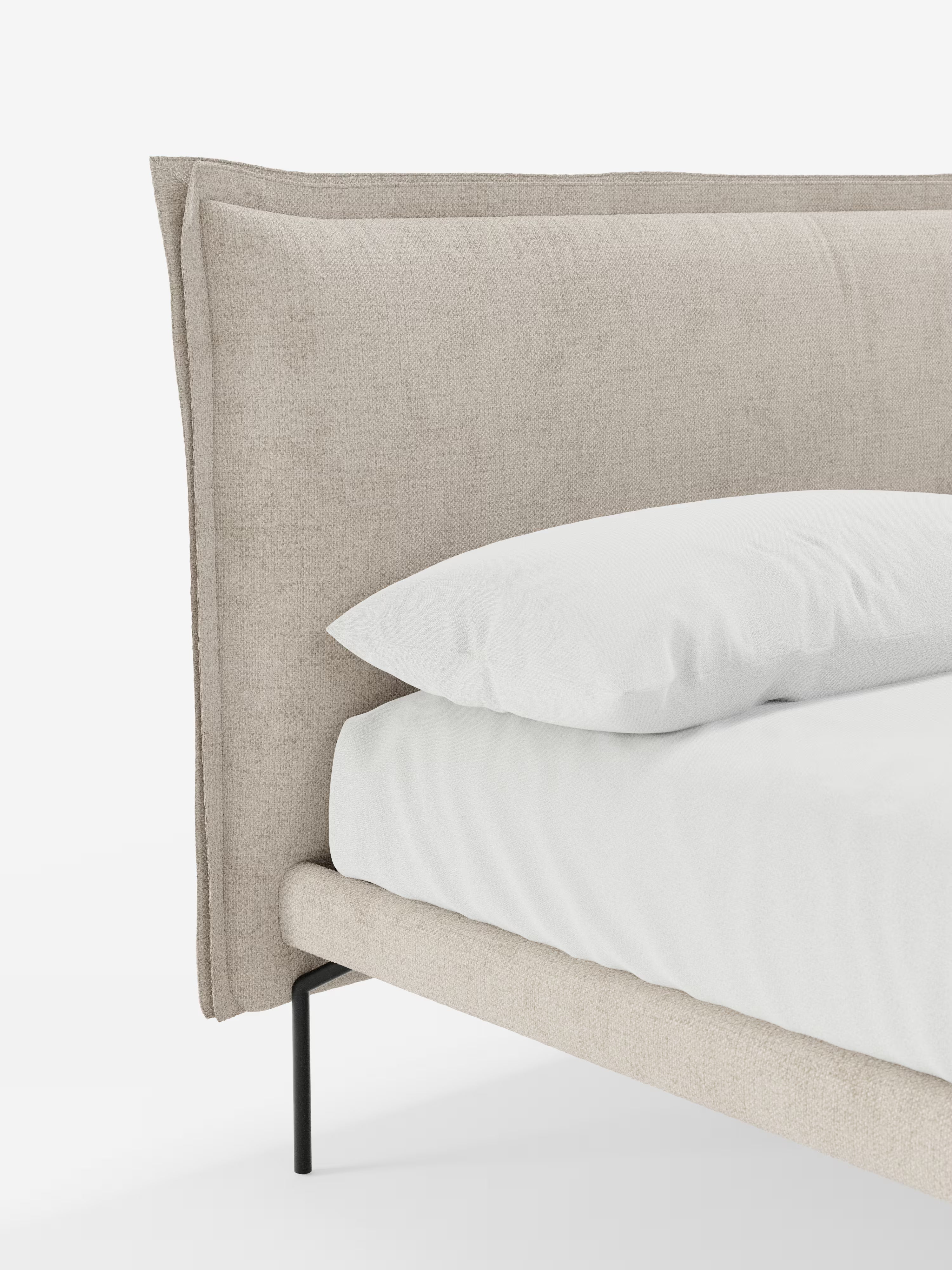 Eric Upholstered removable cover bed with steel legs in stain-resistant fabric