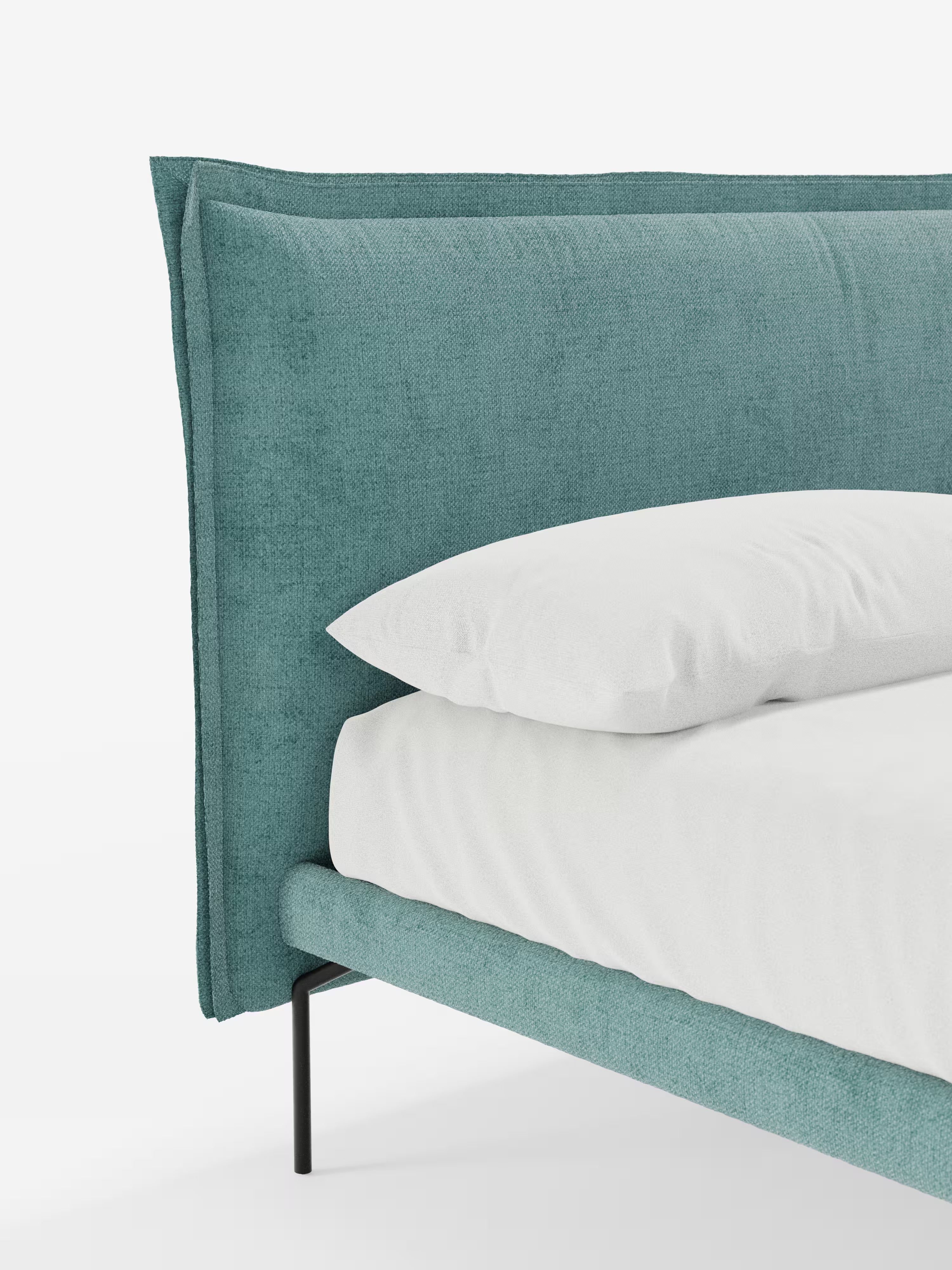 Eric Upholstered removable cover bed with steel legs in stain-resistant fabric