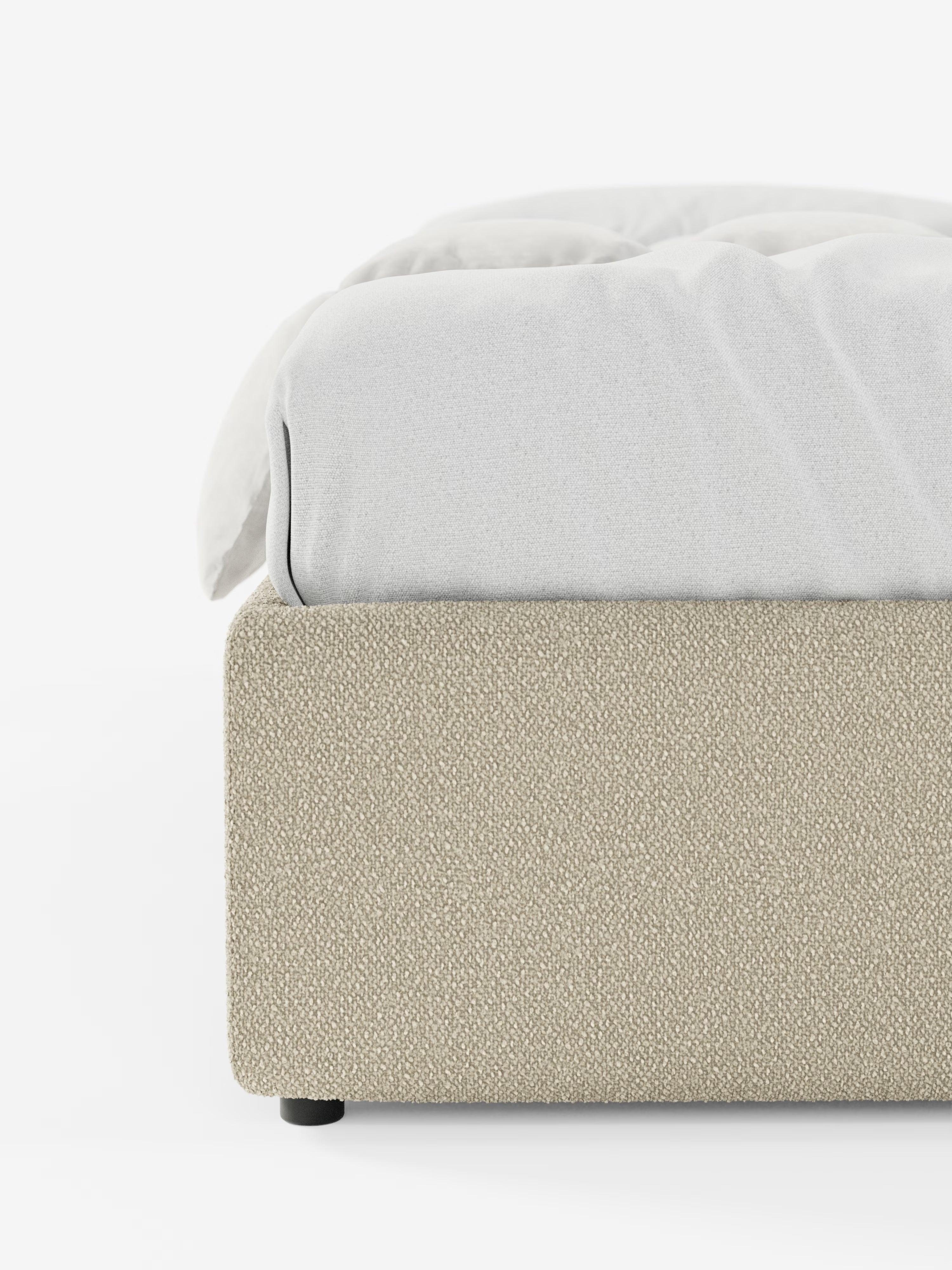 Ina Upholstered removable cover storage box spring in stain-resistant waterproof cotton-effect fabric