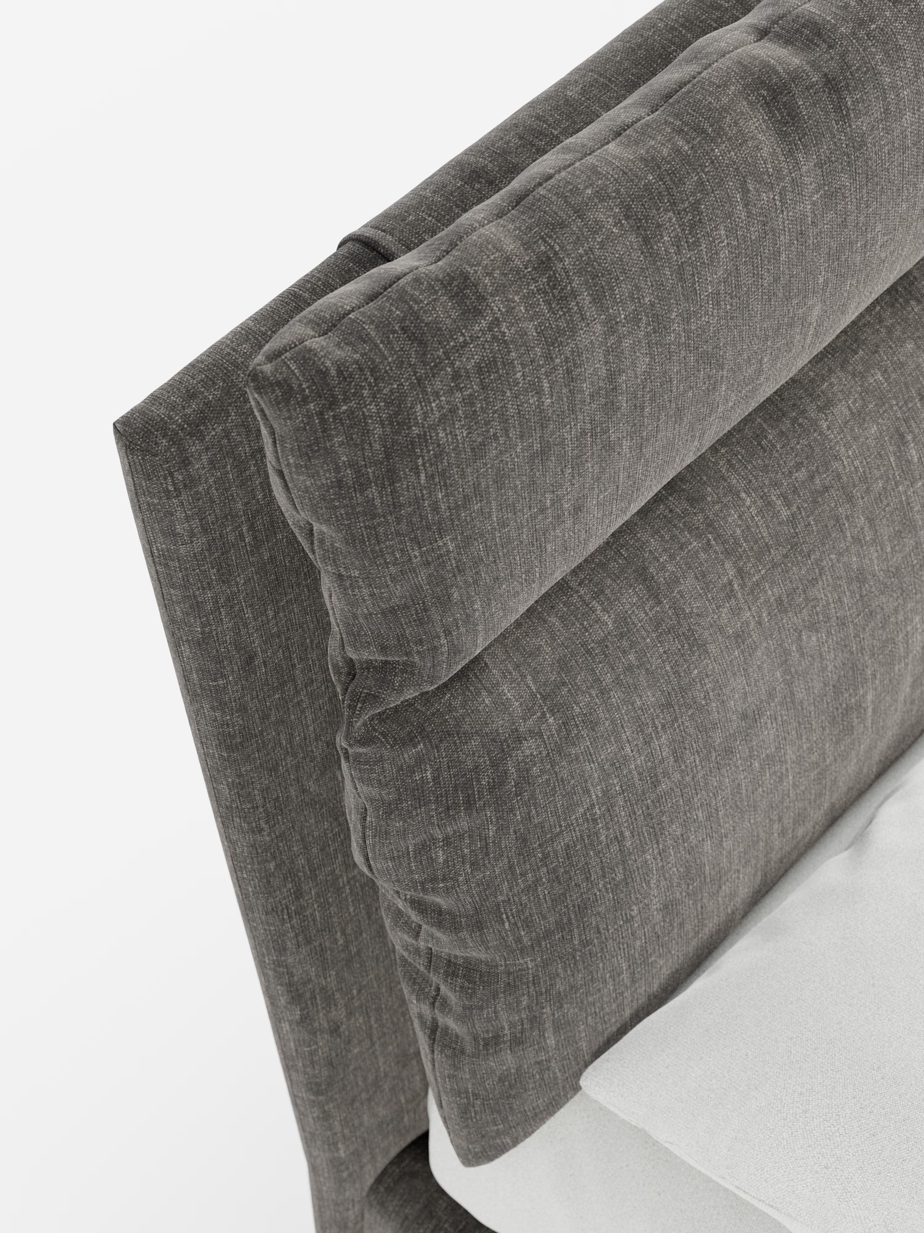 Jerry Upholstered storage bed with reclining cushions in stain-resistant chenille fabric Quick-Clean