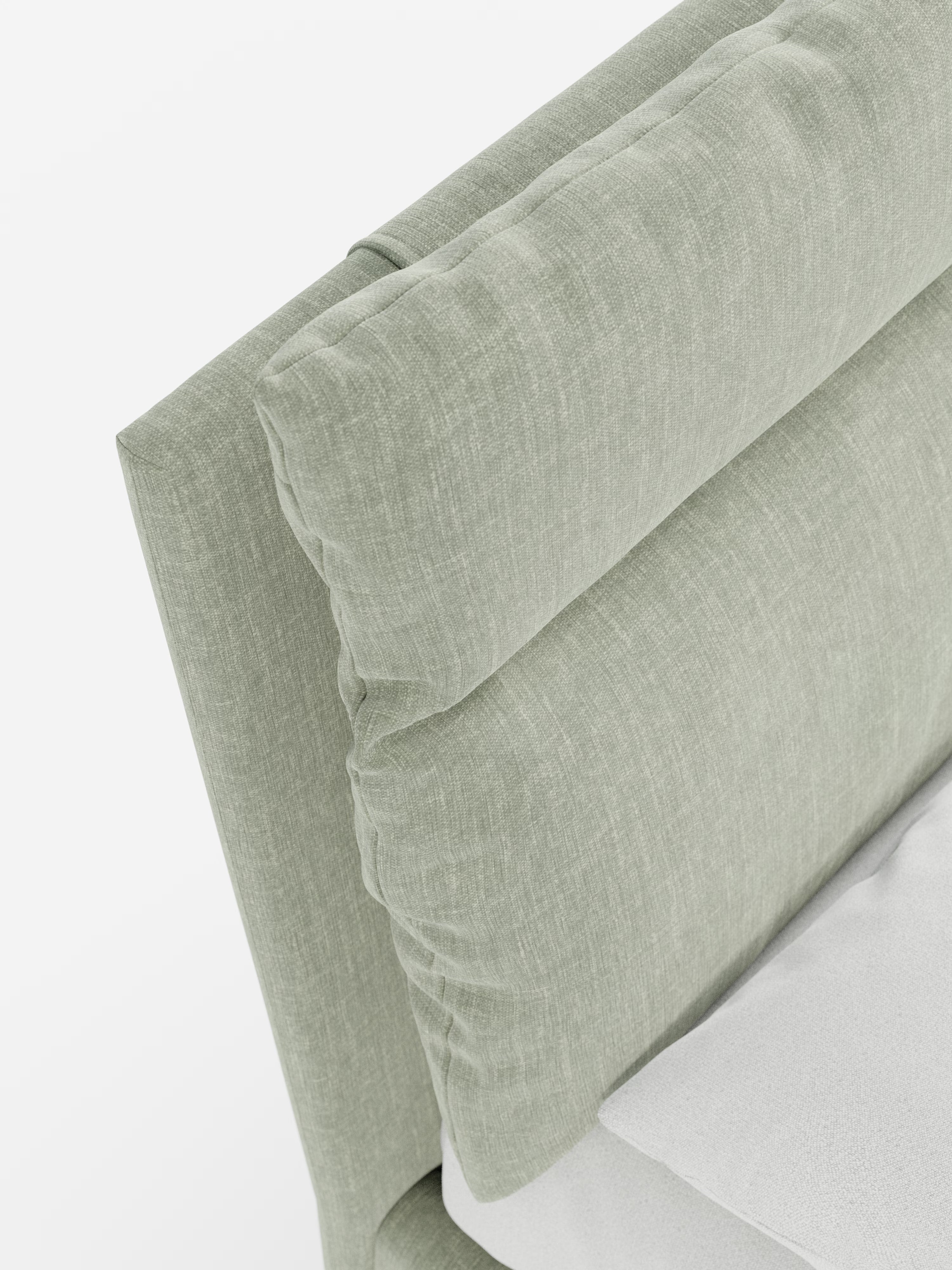 Jerry Upholstered storage bed with reclining cushions in stain-resistant chenille fabric Quick-Clean
