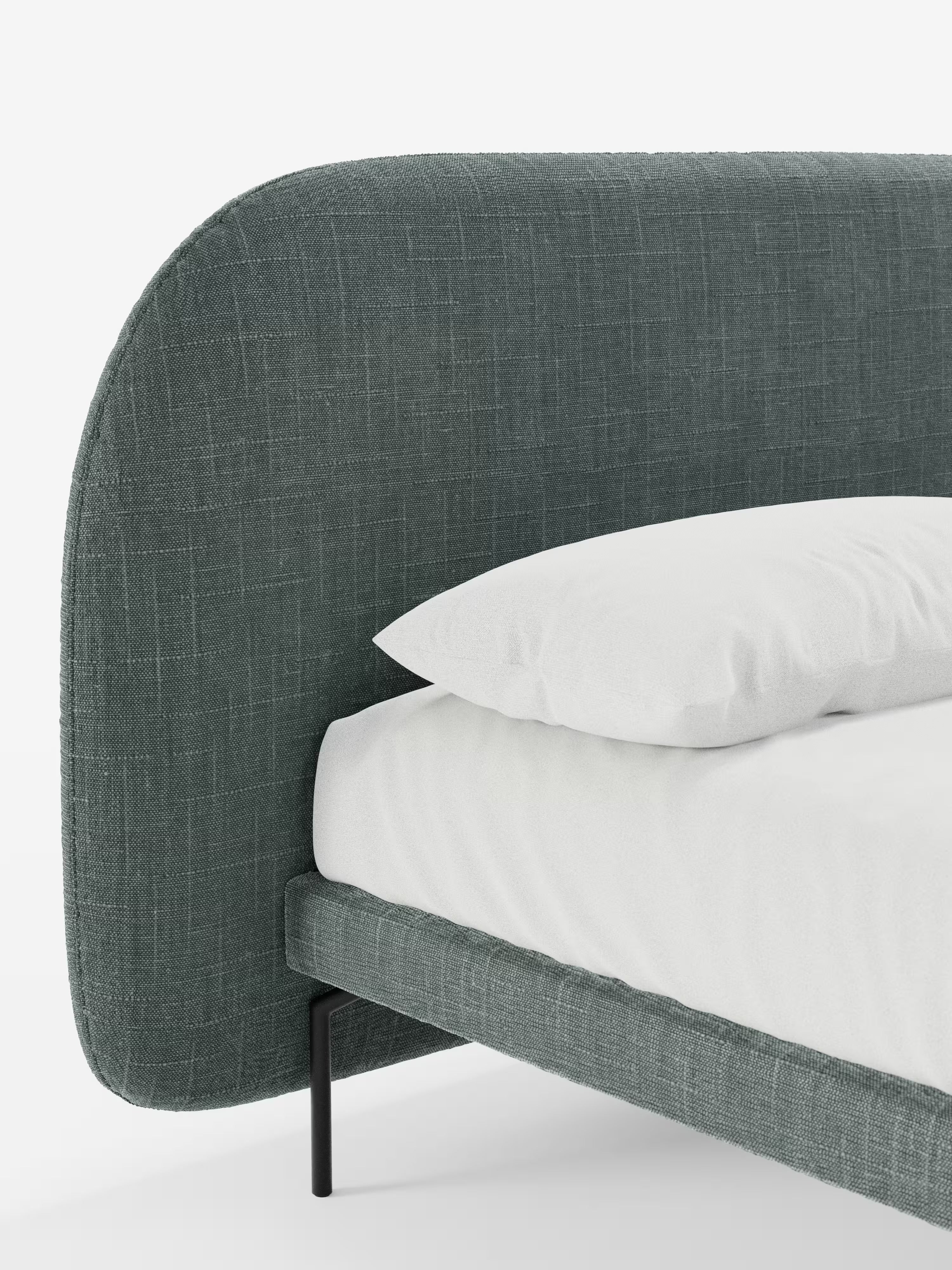 Soleil Cama acolchada de diseño con patas de metal y tejido jacquard antimanchas