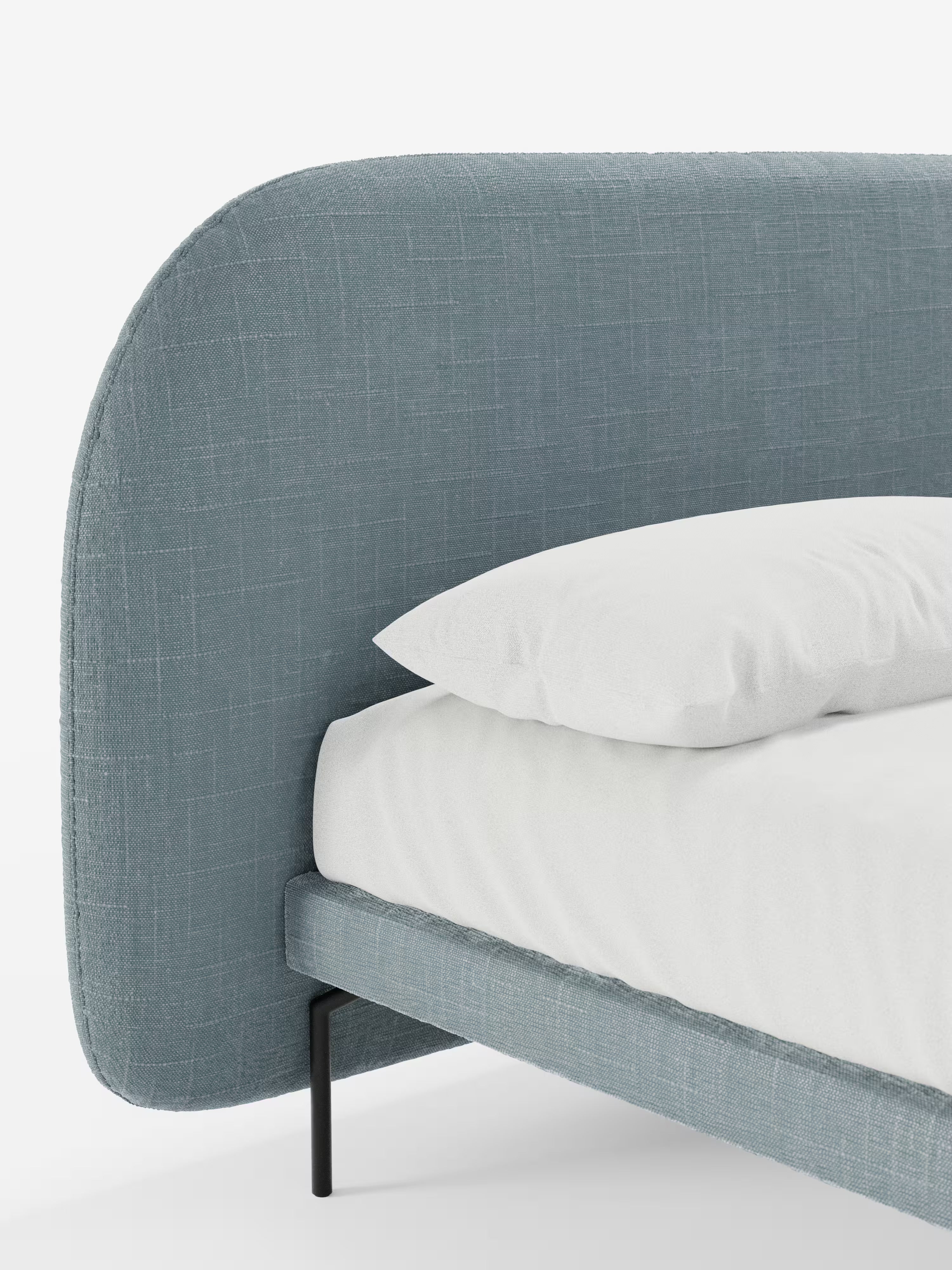 Soleil Cama acolchada de diseño con patas de metal y tejido jacquard antimanchas