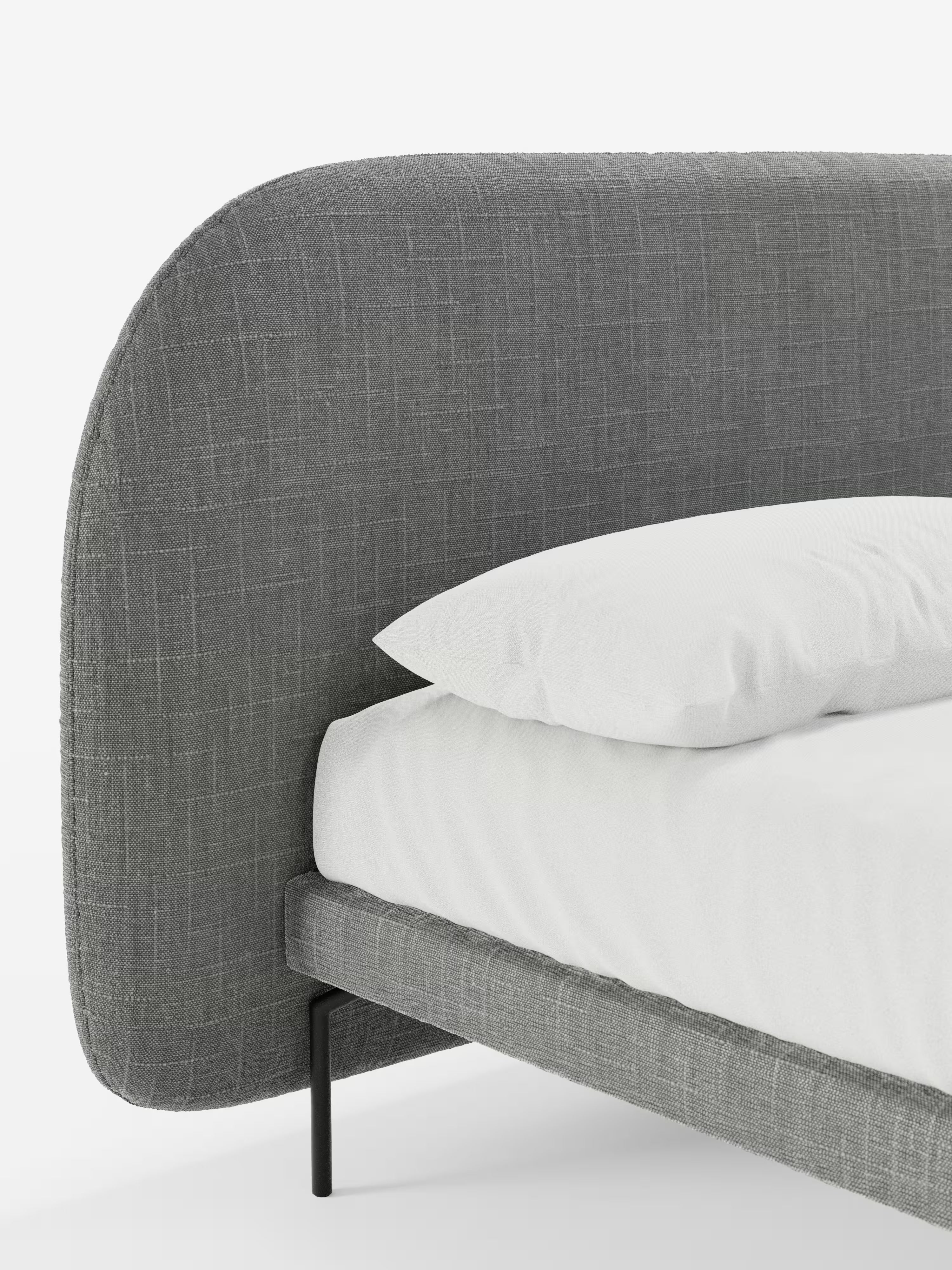 Soleil Cama acolchada de diseño con patas de metal y tejido jacquard antimanchas