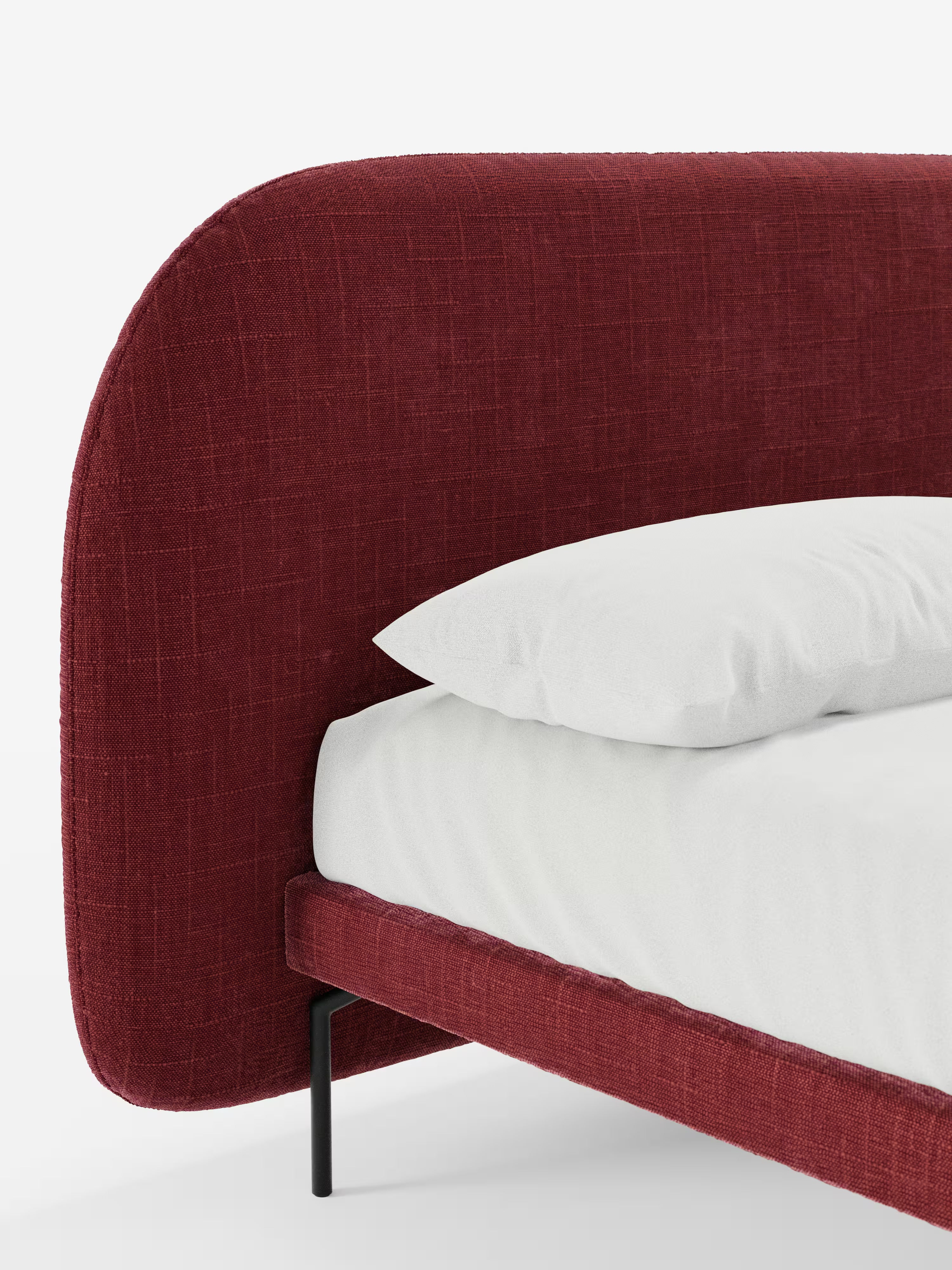 Soleil Cama acolchada de diseño con patas de metal y tejido jacquard antimanchas