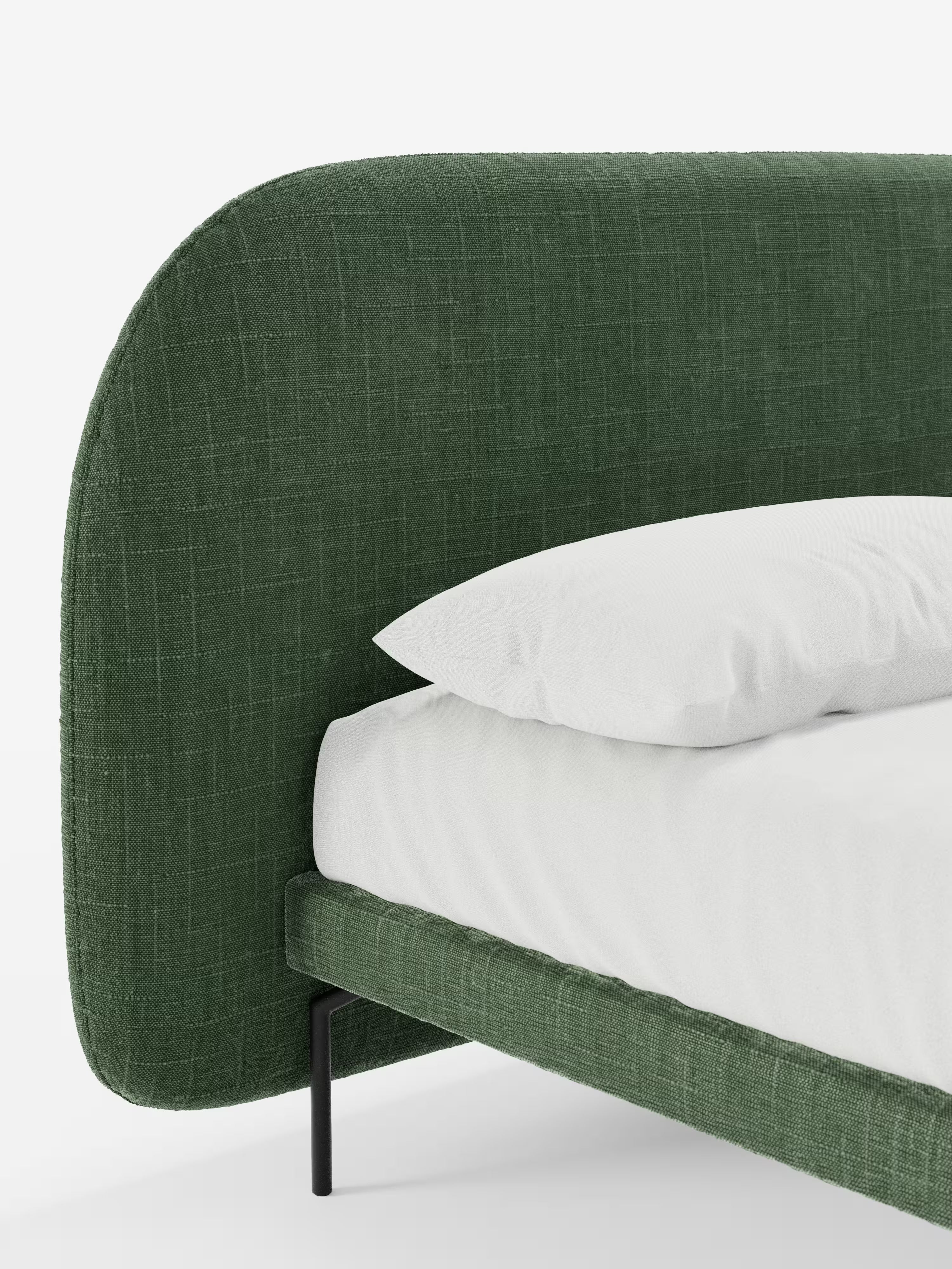 Soleil Cama acolchada de diseño con patas de metal y tejido jacquard antimanchas