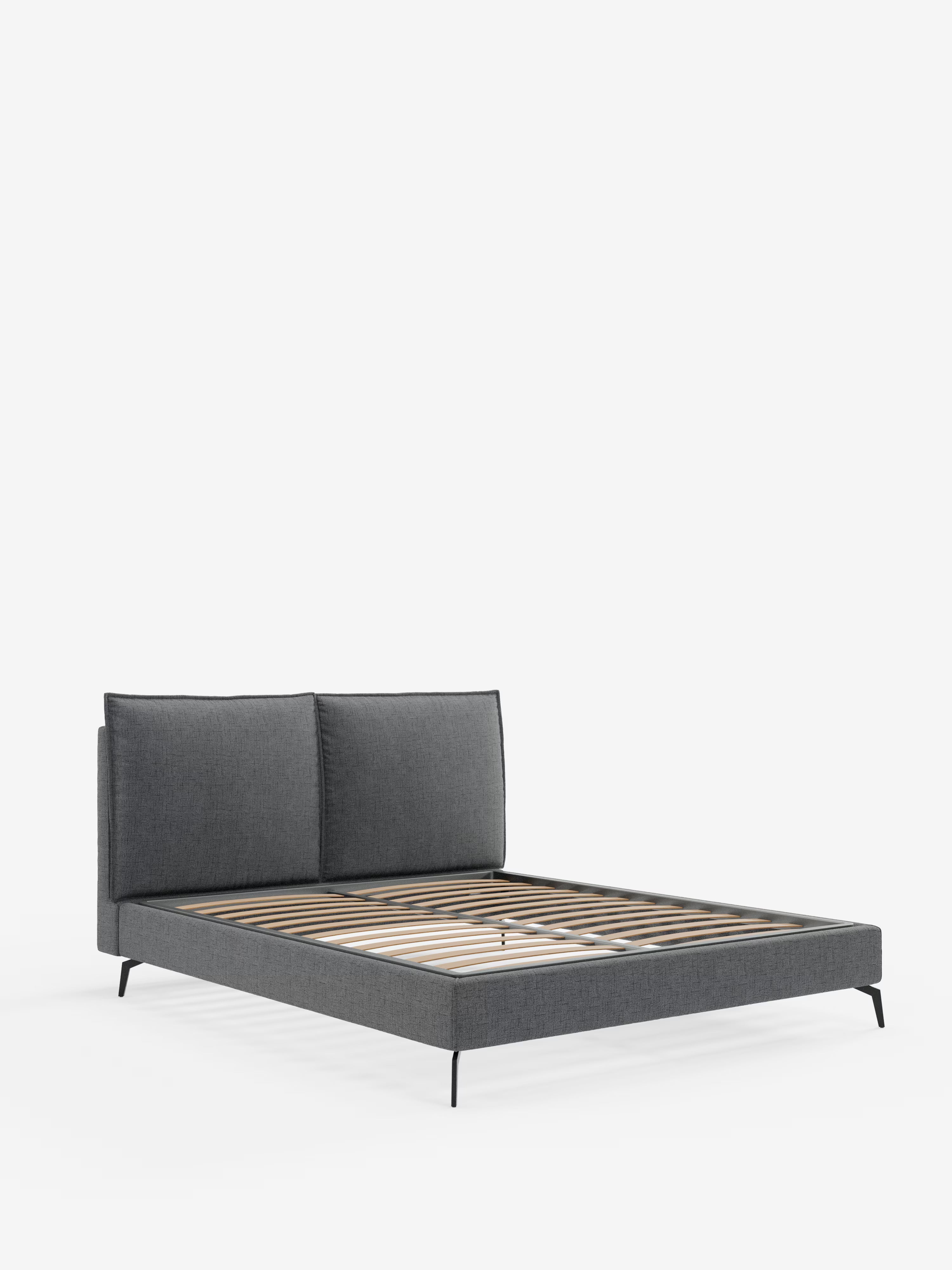 Cloe Cama acolchada de diseño elegante con patas de metal y tejido flameado impermeable