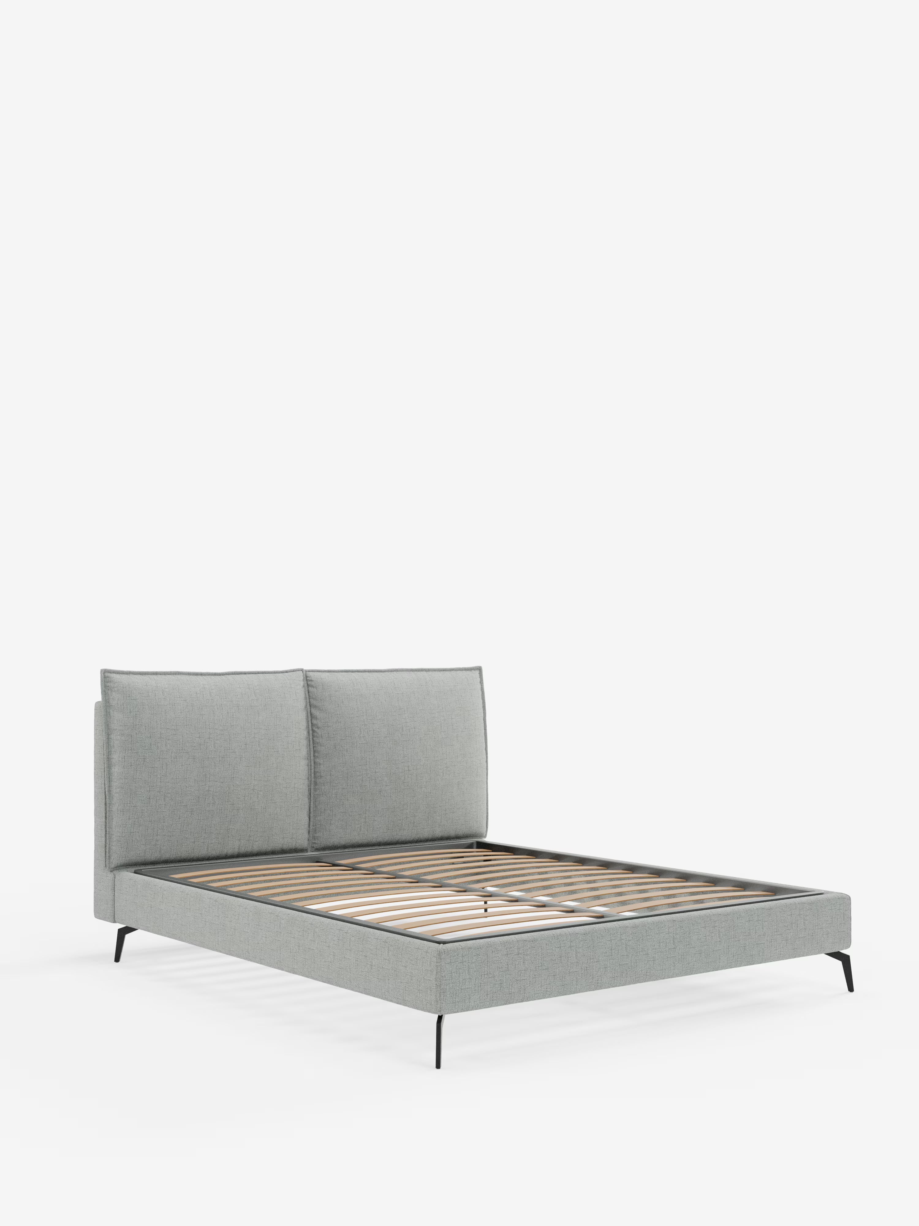 Cloe Cama acolchada de diseño elegante con patas de metal y tejido flameado impermeable