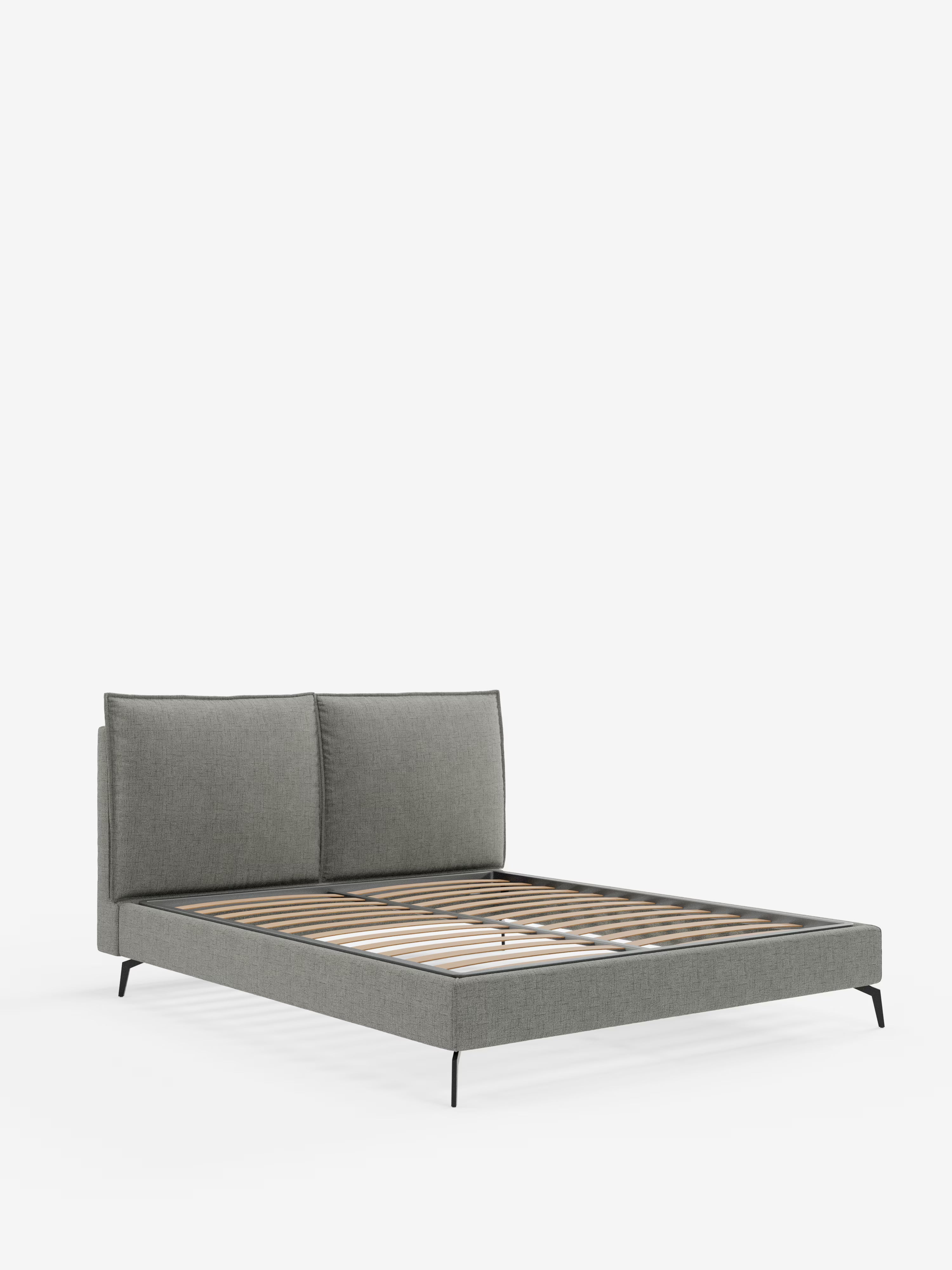 Cloe Cama acolchada de diseño elegante con patas de metal y tejido flameado impermeable