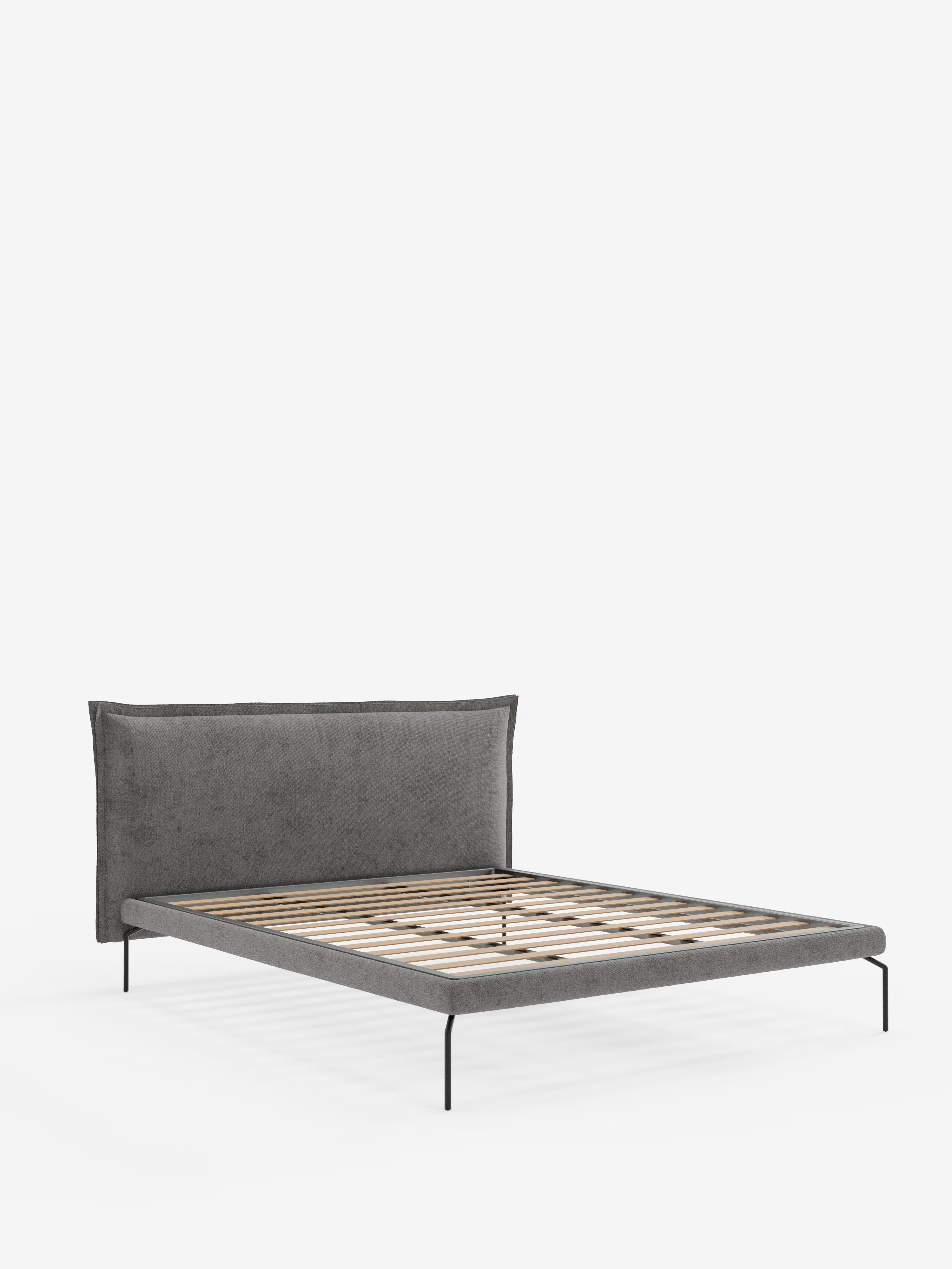 Eric Upholstered removable cover bed with steel legs in stain-resistant fabric