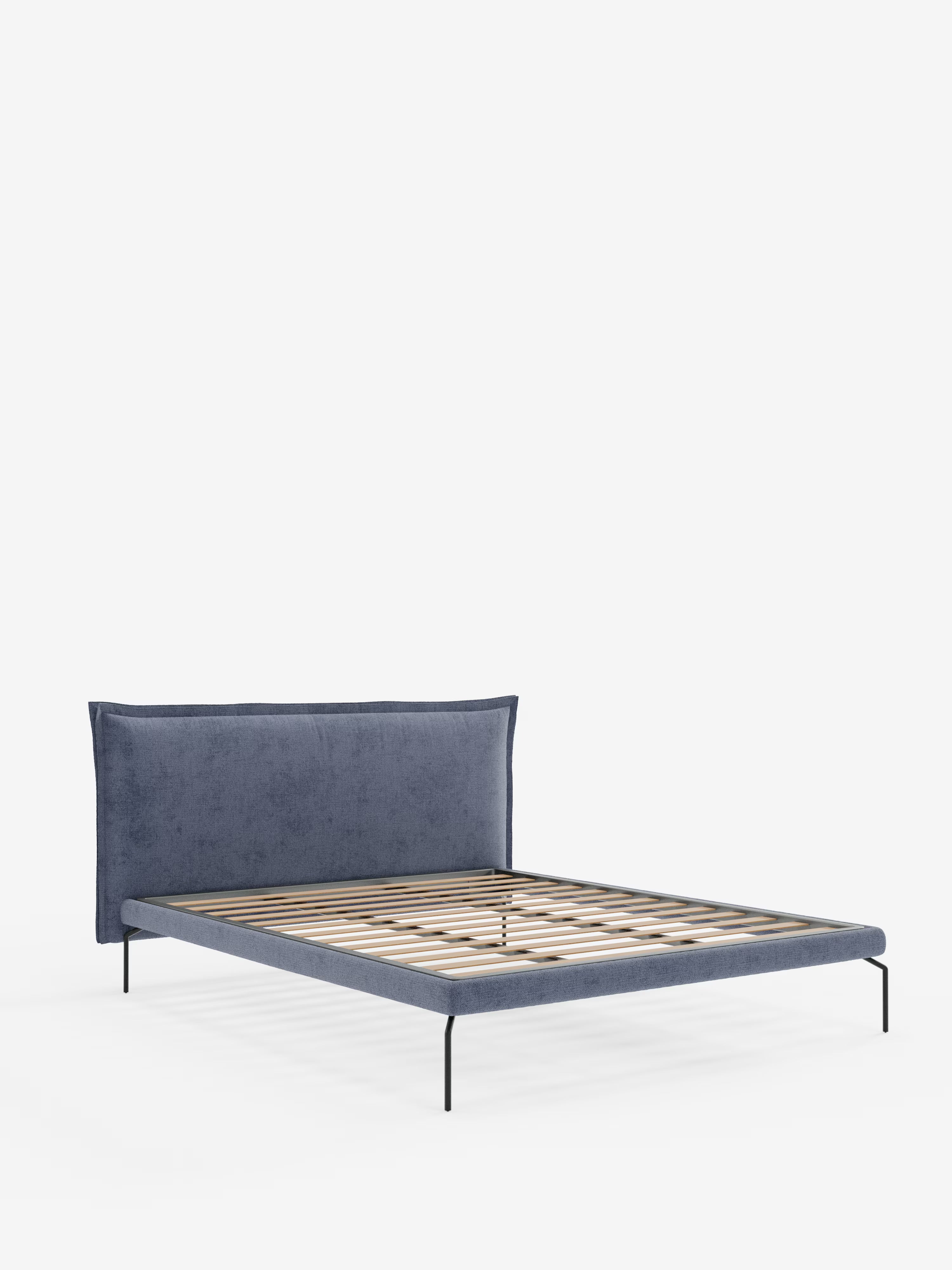 Eric Upholstered removable cover bed with steel legs in stain-resistant fabric
