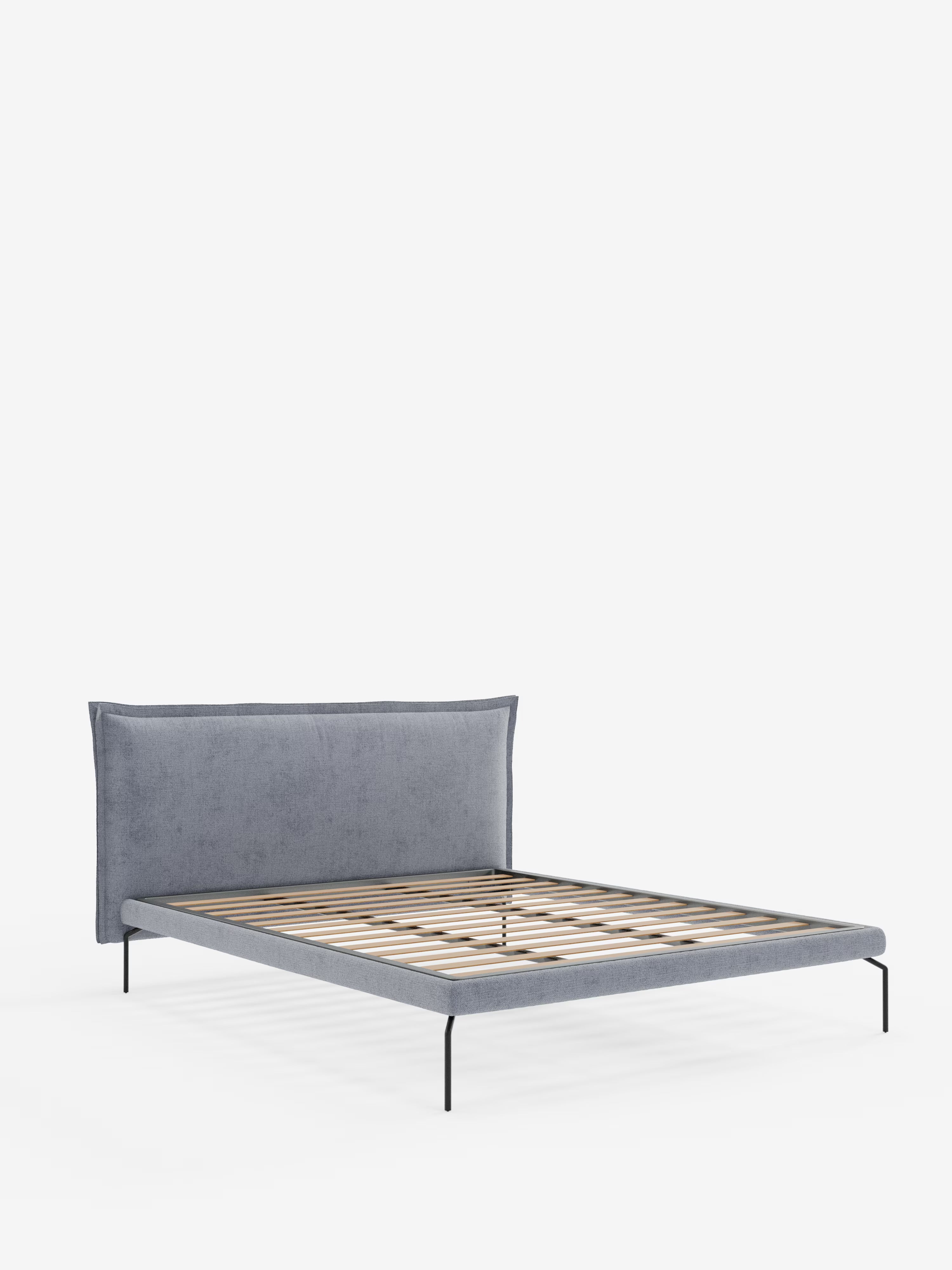 Eric Upholstered removable cover bed with steel legs in stain-resistant fabric