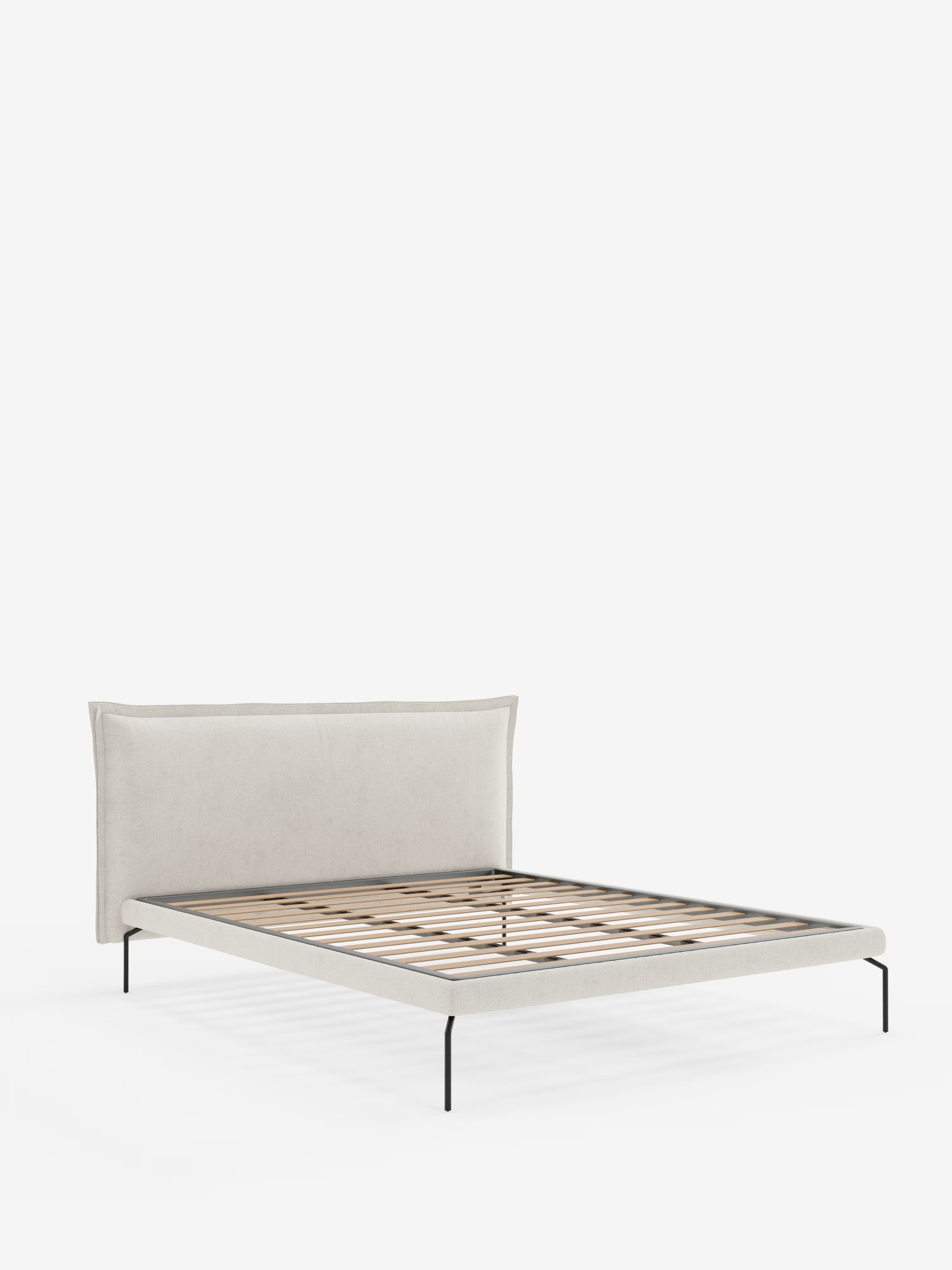 Eric Upholstered removable cover bed with steel legs in stain-resistant fabric