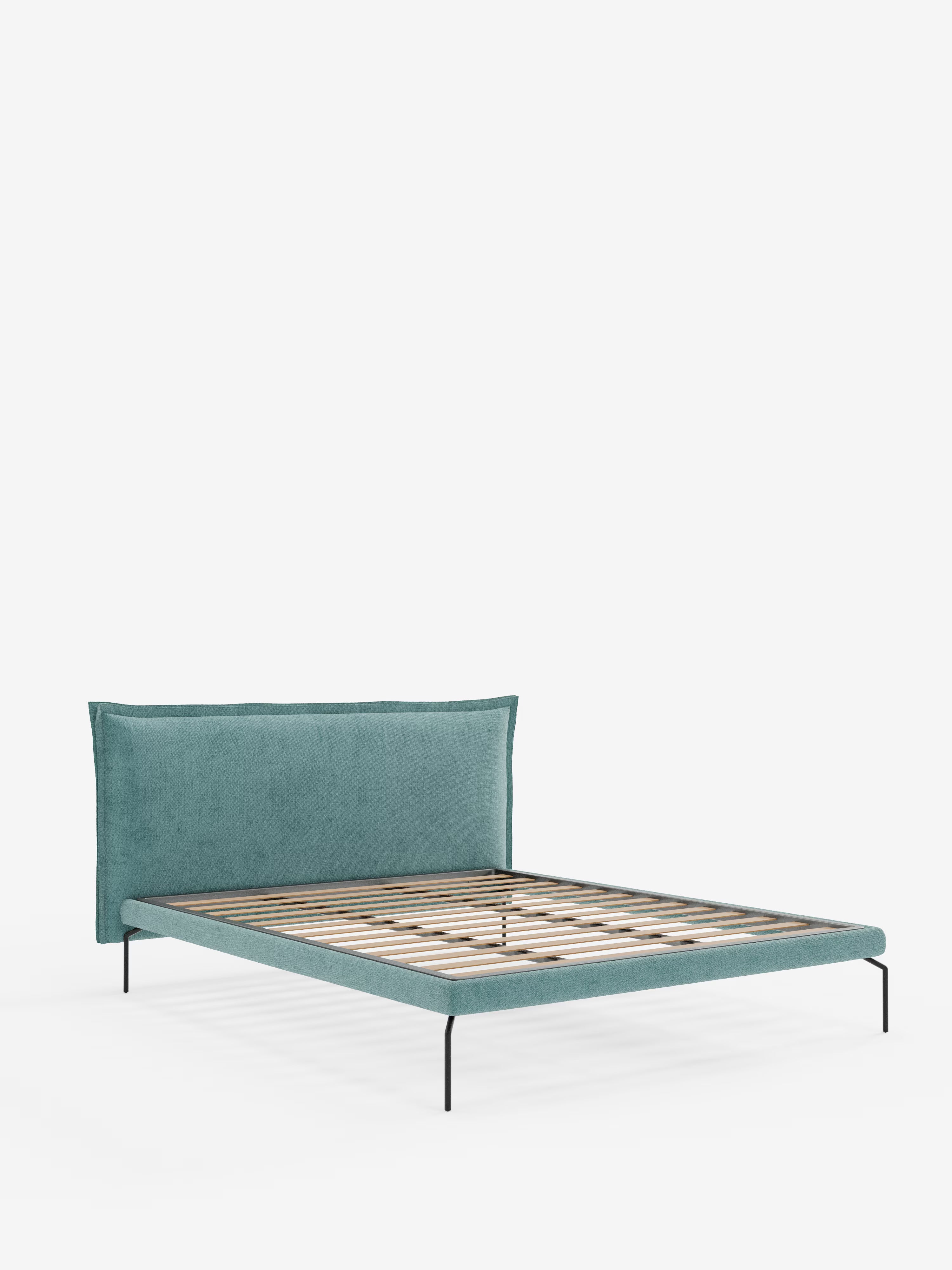 Eric Upholstered removable cover bed with steel legs in stain-resistant fabric