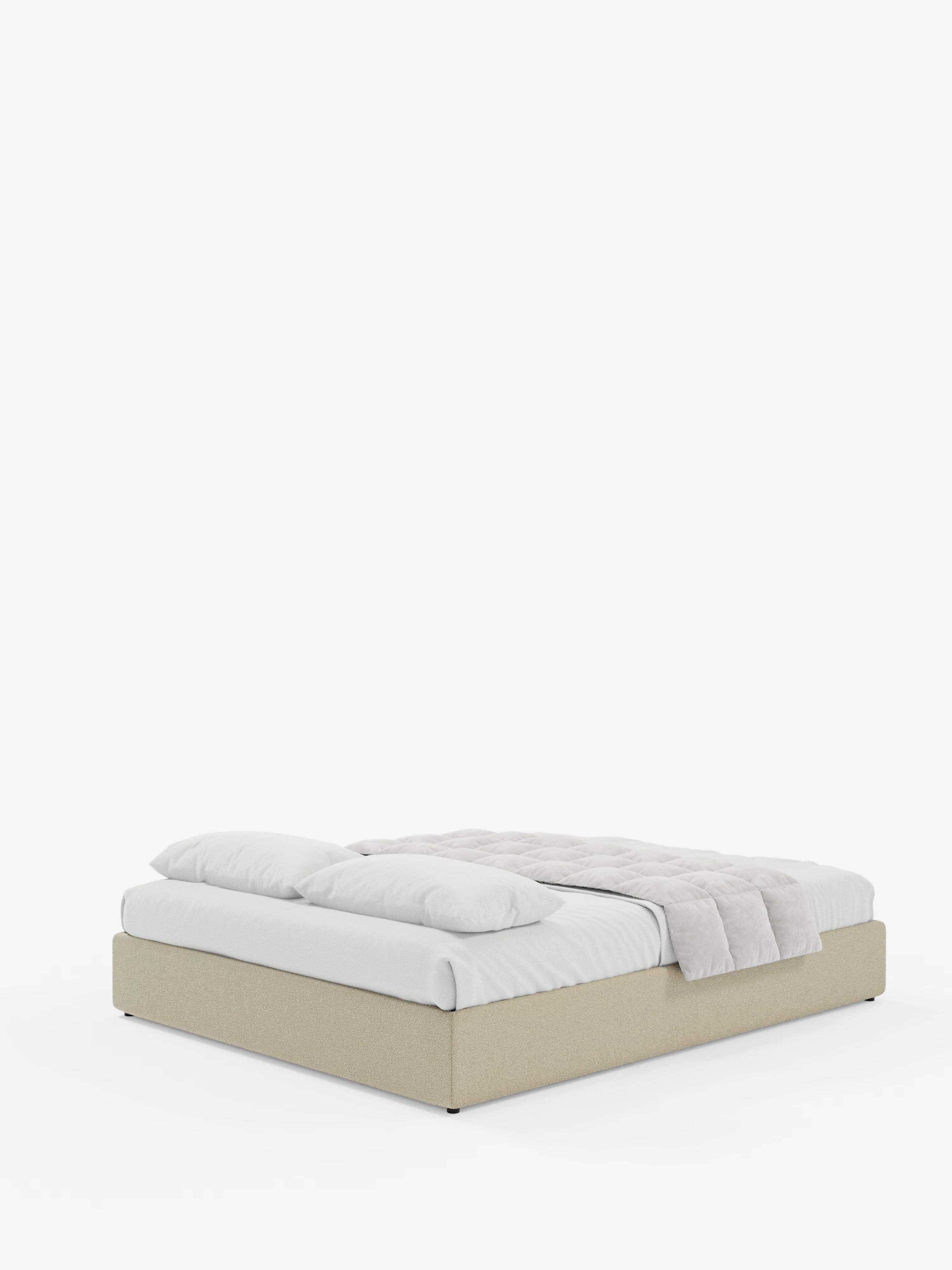 Ina Upholstered removable cover storage box spring in stain-resistant waterproof cotton-effect fabric