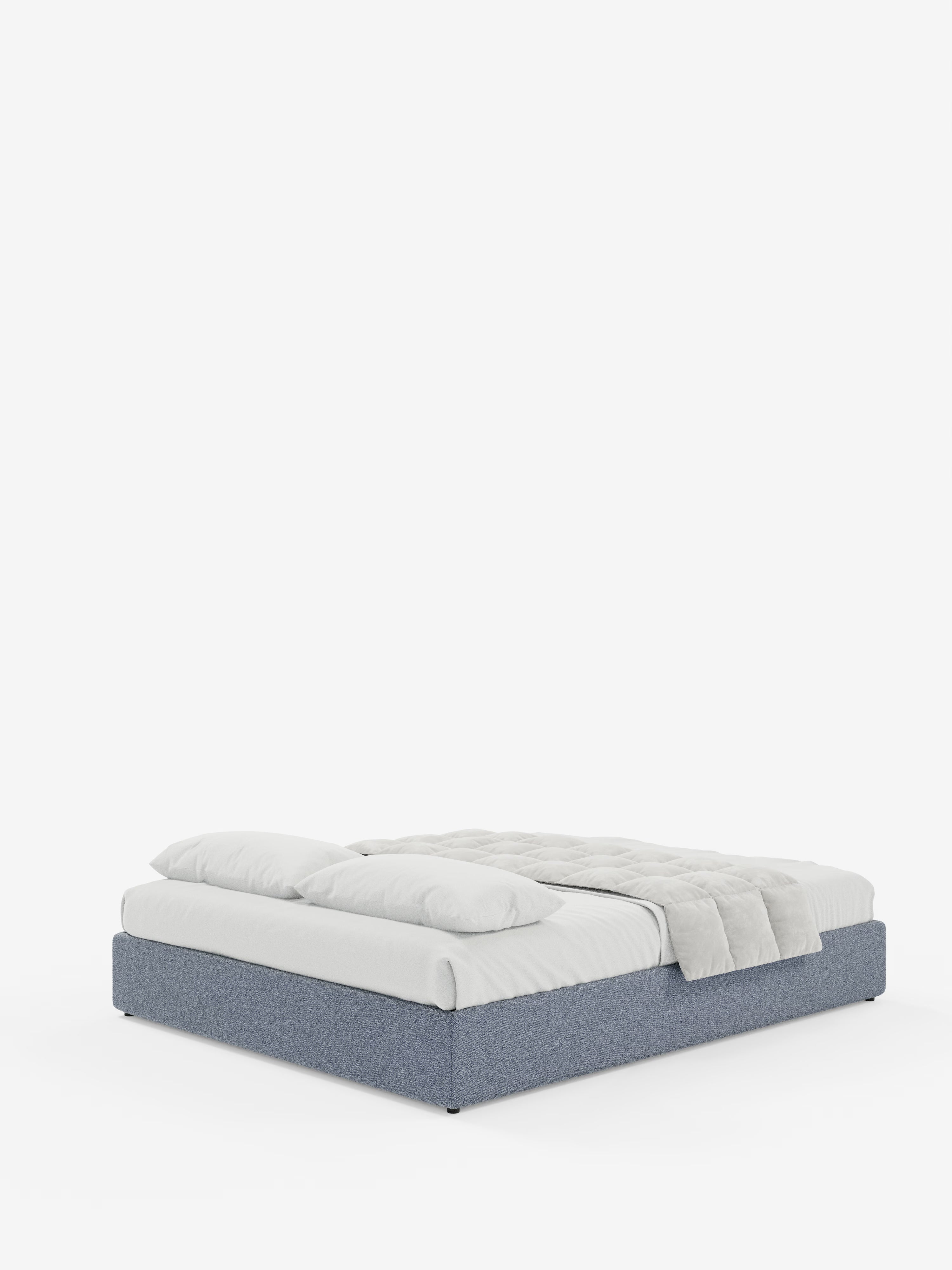 Ina Upholstered removable cover storage box spring in stain-resistant waterproof cotton-effect fabric