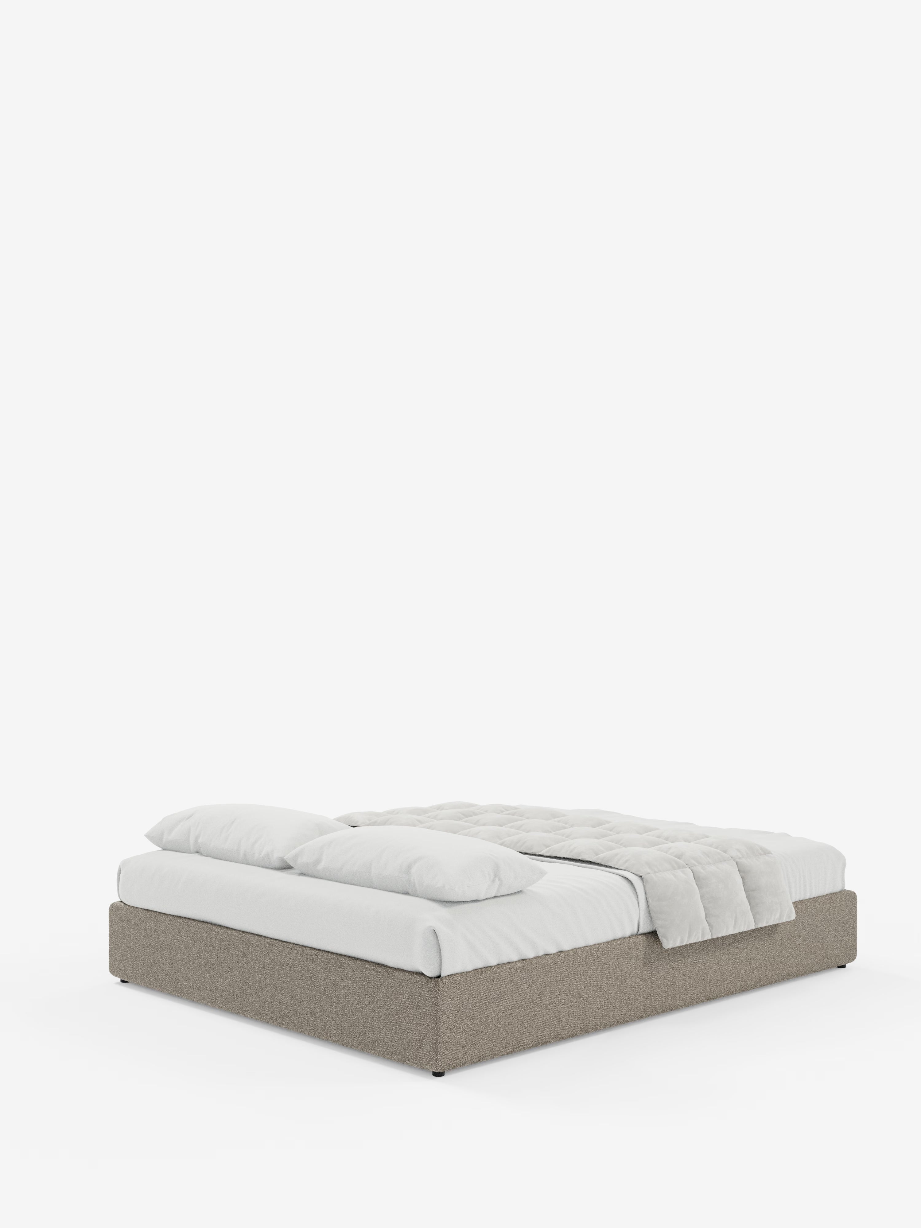 Ina Upholstered removable cover storage box spring in stain-resistant waterproof cotton-effect fabric