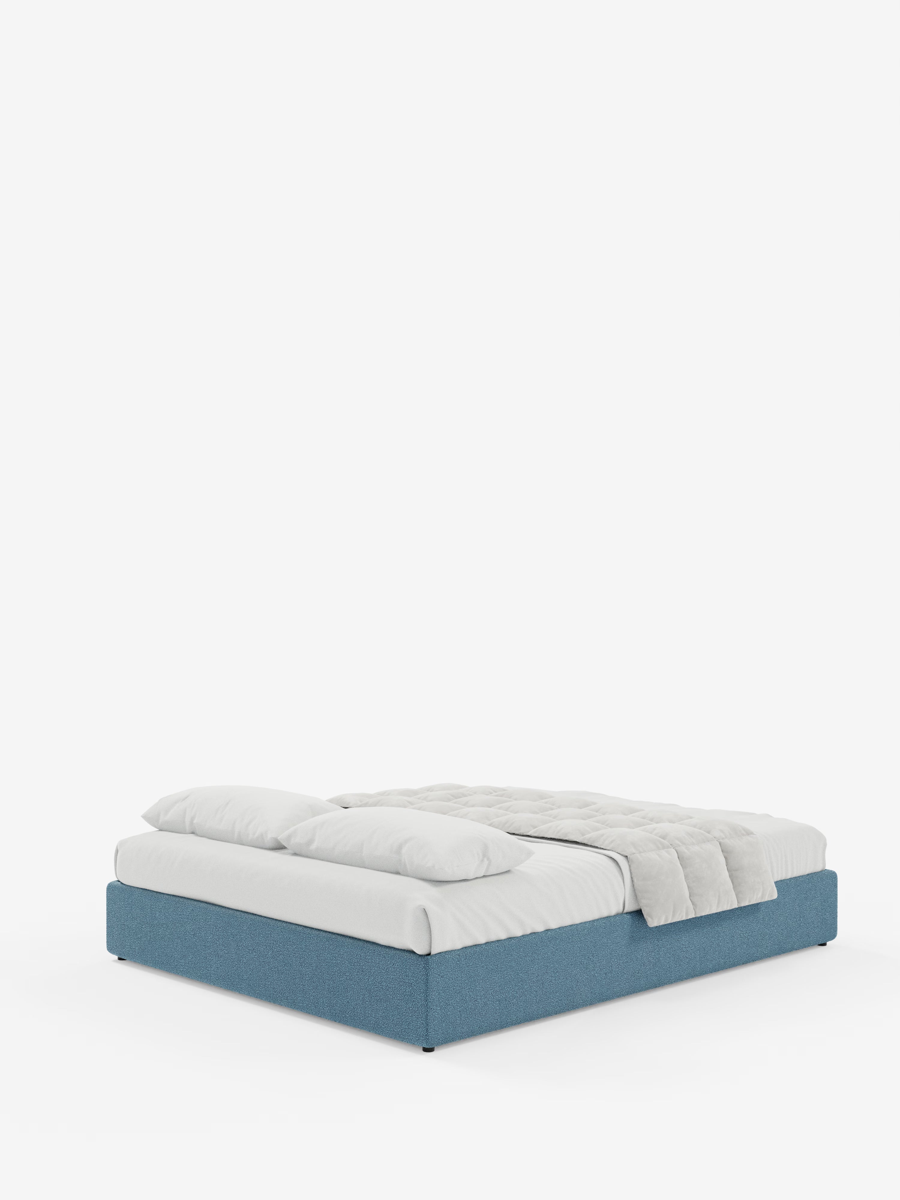 Ina Upholstered removable cover storage box spring in stain-resistant waterproof cotton-effect fabric