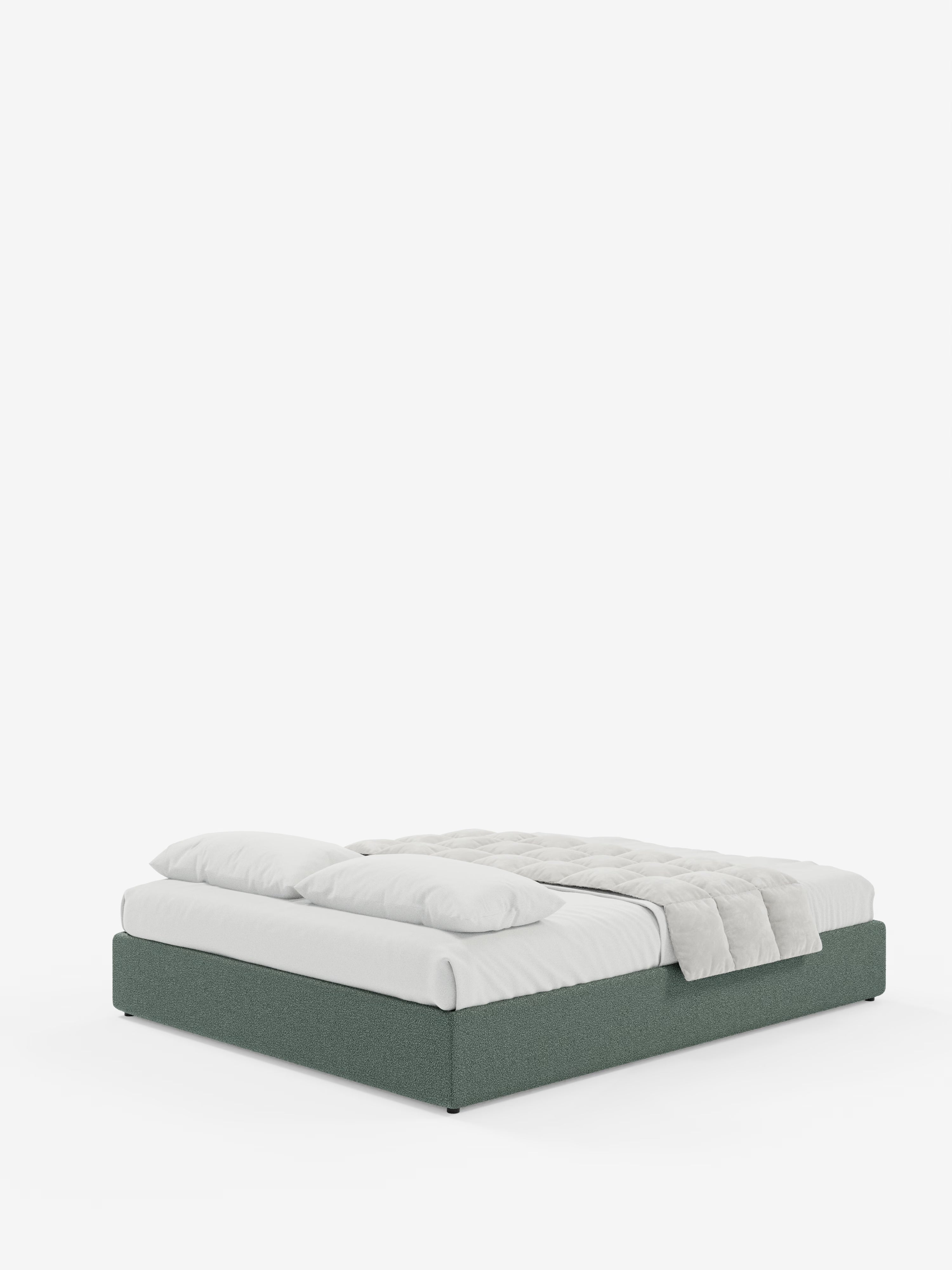 Ina Upholstered removable cover storage box spring in stain-resistant waterproof cotton-effect fabric