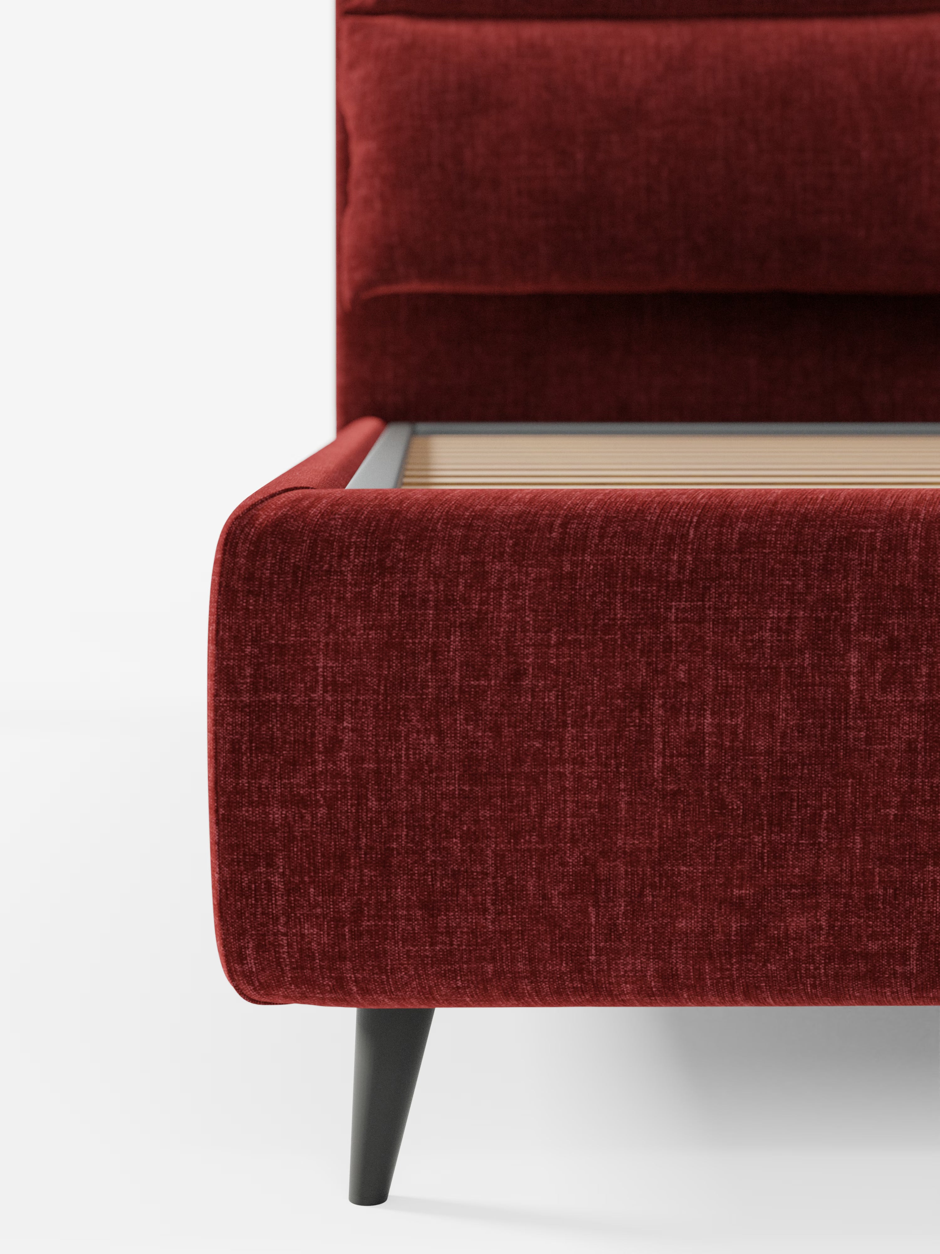 Jerry Upholstered storage bed with reclining cushions in stain-resistant chenille fabric Quick-Clean