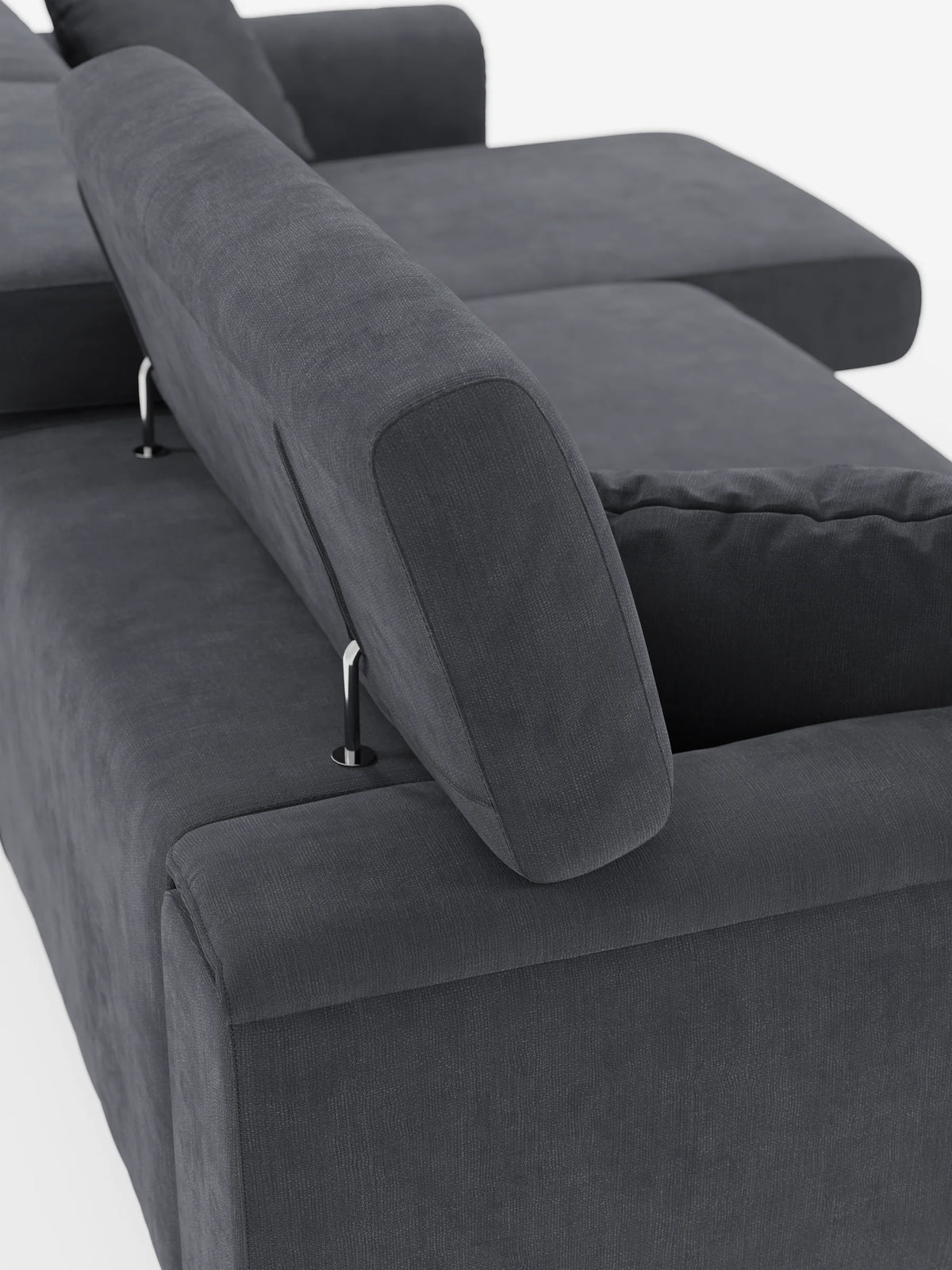 Caravaggio Sofa für 4 Personen mit drei ausziehbaren Sitzen und verstellbaren Kopfstützen aus fleckenabweisendem Stoff
