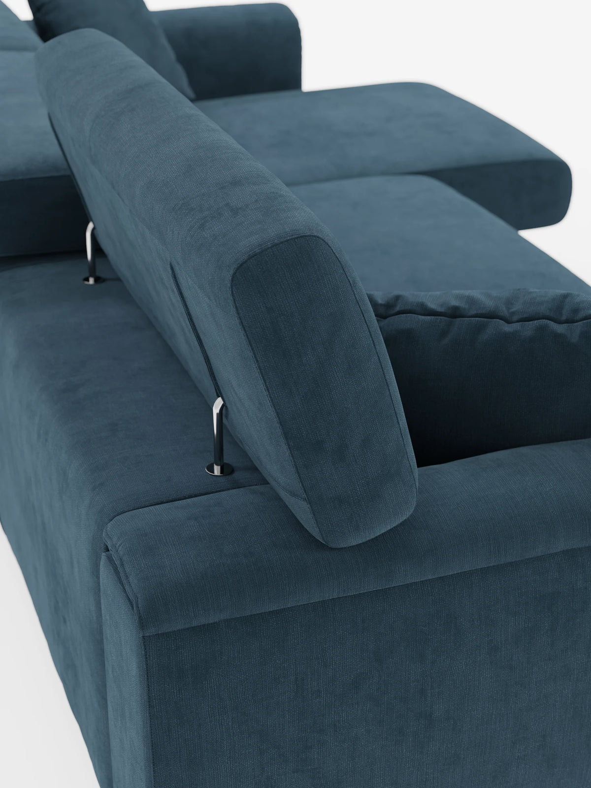Caravaggio Sofa für 4 Personen mit drei ausziehbaren Sitzen und verstellbaren Kopfstützen aus fleckenabweisendem Stoff